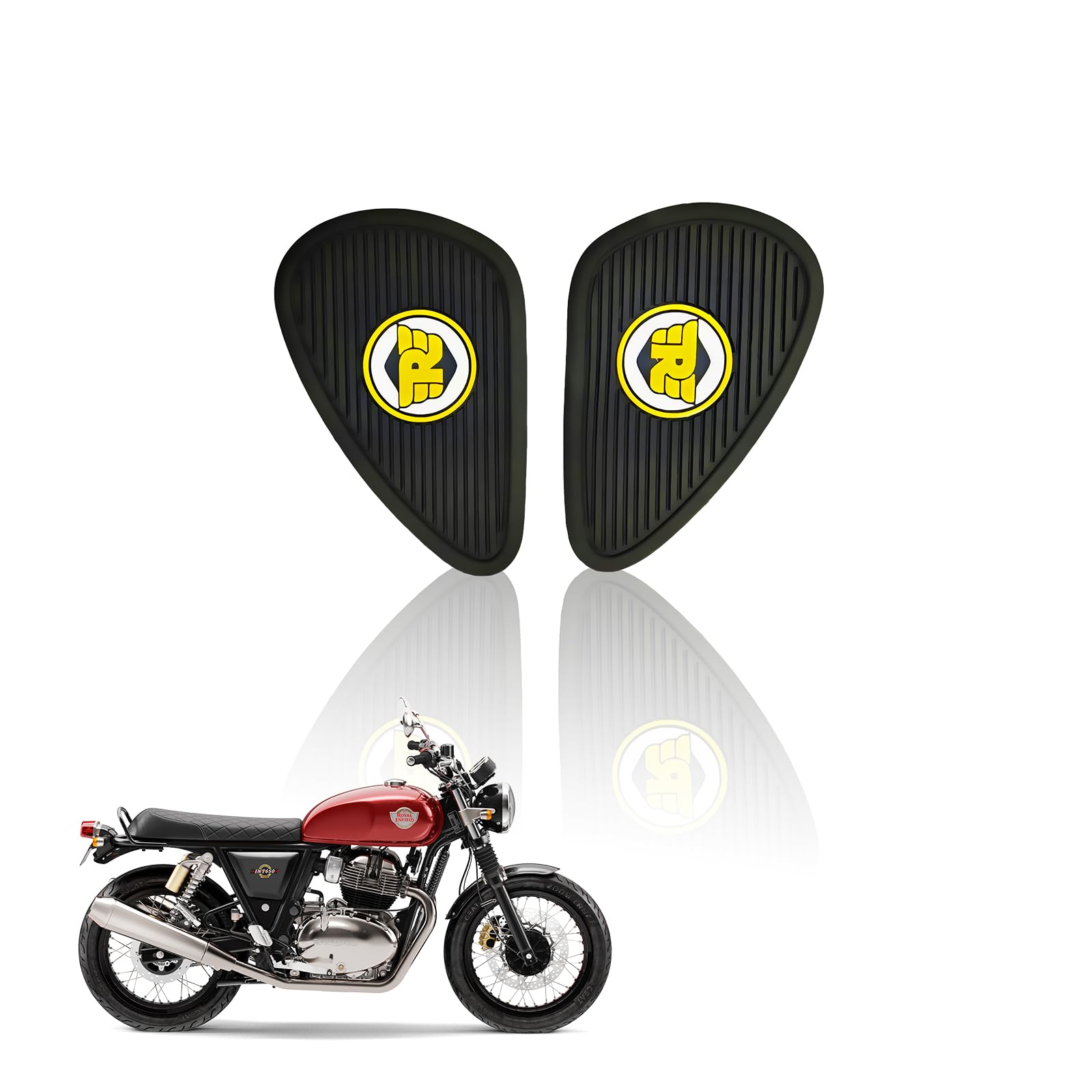 MOTO GENIUS Silicone Tank Pads for RE Interceptor | Premium Tank Protection Pads |Anti-Slip and Scratch-Resistant Design |Stylish & Durable (Pack of 2) (Black Yellow)