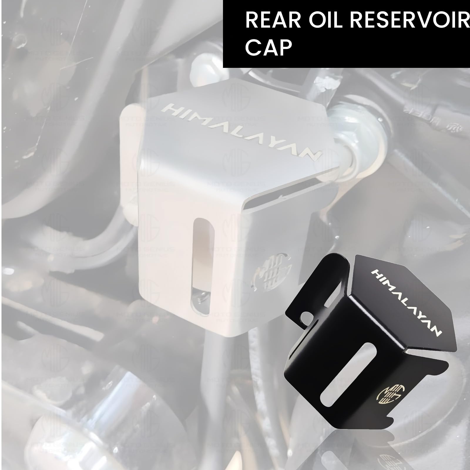 MOTO GENIUS Stainless Steel Rear Brake Oil Container Guard, Premium Finish, for RE Himalayan BS3/BS4/BS6/Scram Motorbike ()