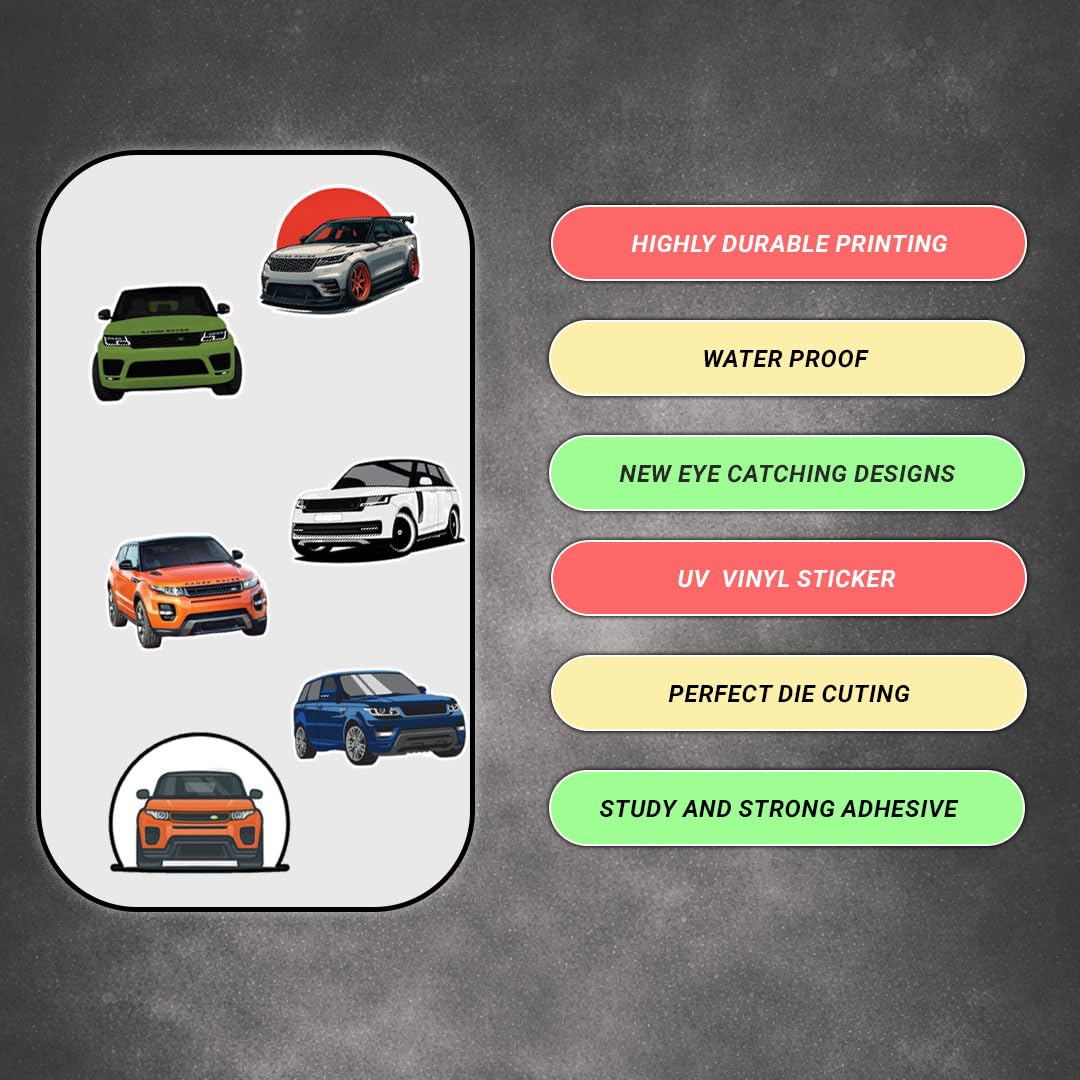 3D Vinyl Car Sticker for Exterior, Waterproof & Fade-Proof Self Adhesive Car Decal for Rear Glass, Bumper, Windshield & Car Styling Accessories (9 PC) (Car11-9PC)
