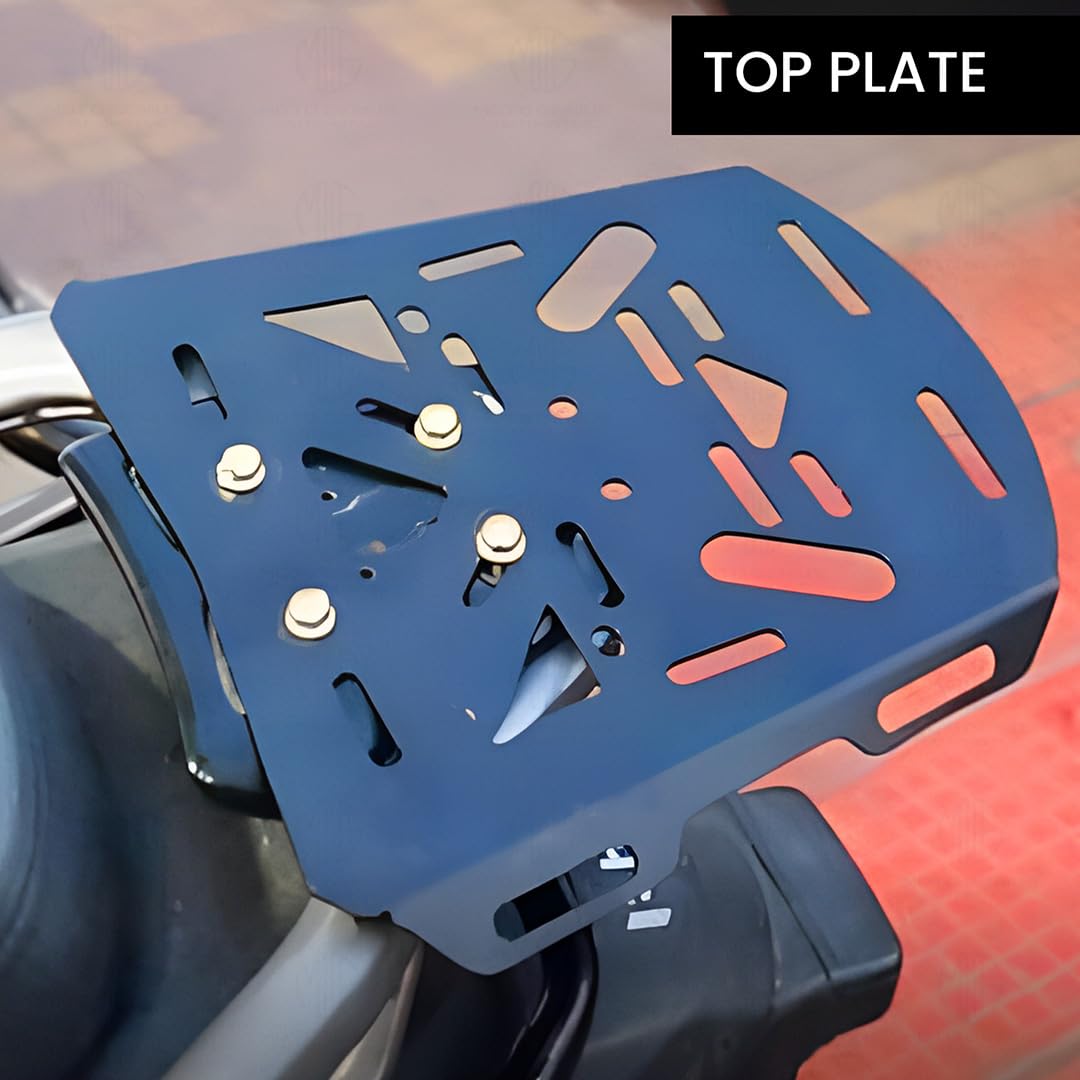 MOTO GENIUS Universal Top Base Plate for Luggage Rack | Carrier Top Base Plate for All Bike | Durable Metal Construction