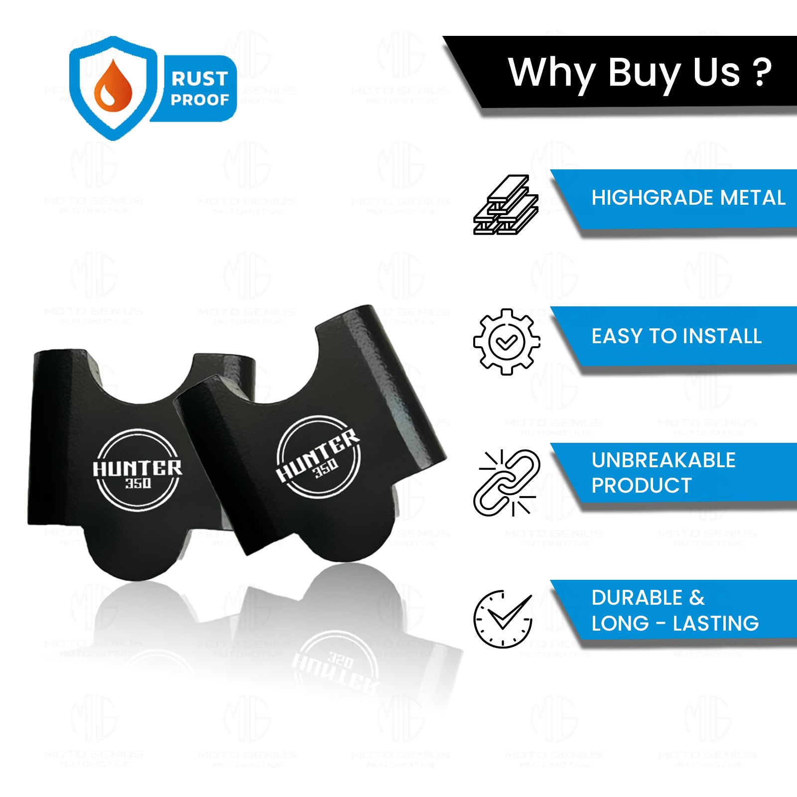 MOTO GENIUS Adjustable Handle Riser Hunter |Enhances Comfort and Control | Height Riser Clamp Compatible with RE Hunter (Angular)