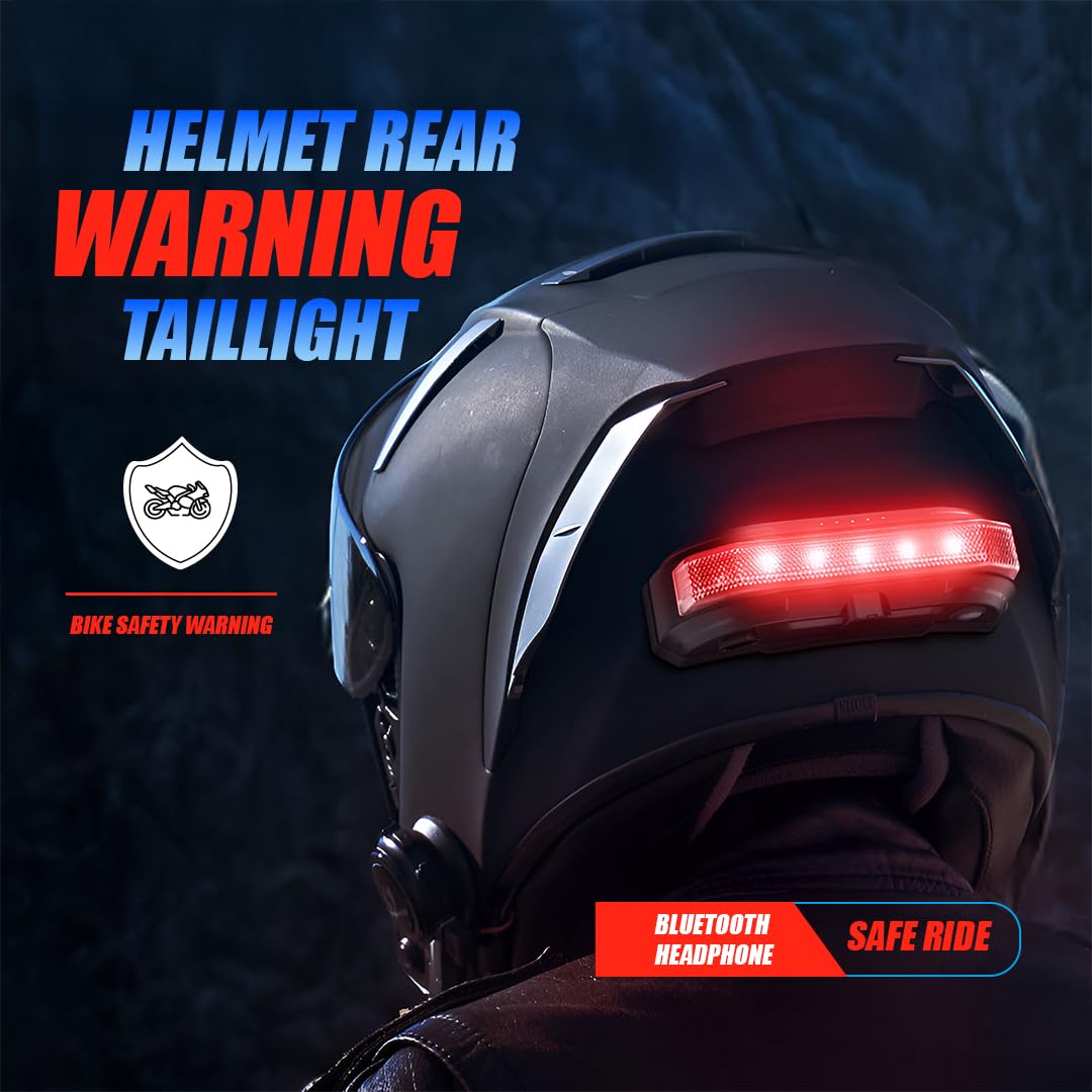 MOTO GENIUS BT80 Motorcycle Helmet Bluetooth Headset with LED Warning Light, Magnetic Mount, Bass Speakers, Fast Charging, Waterproof, for All Helmets