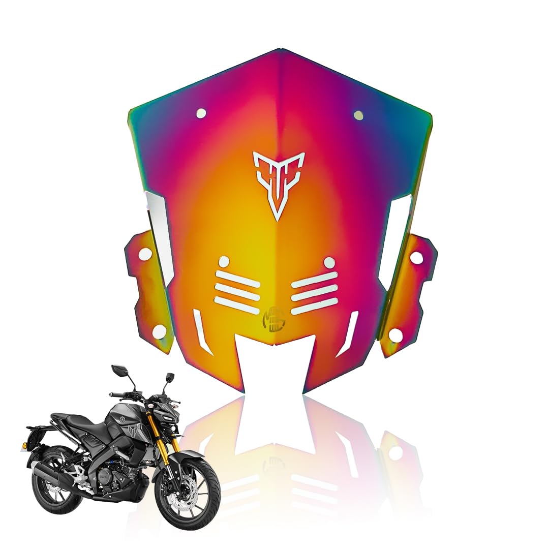 MOTO GENIUS Stainless Steel Visor Windscreen Windshield Deflector for MT 15 | Heavy Quality Flyscreen with Mount for Motorbike | Wind Sheld Protector