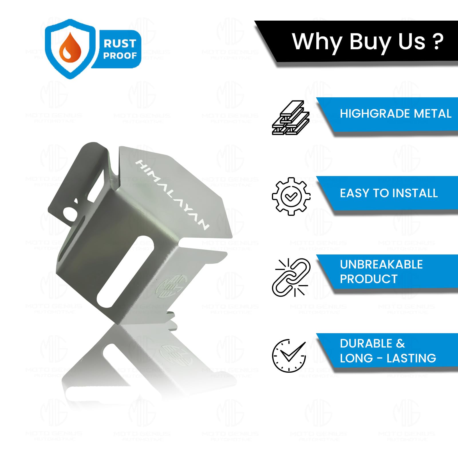 MOTO GENIUS Stainless Steel Rear Brake Oil Reservoir Guard for RE Himalayan BS3/BS4/BS6/Scram Motorbike | Durable Protection