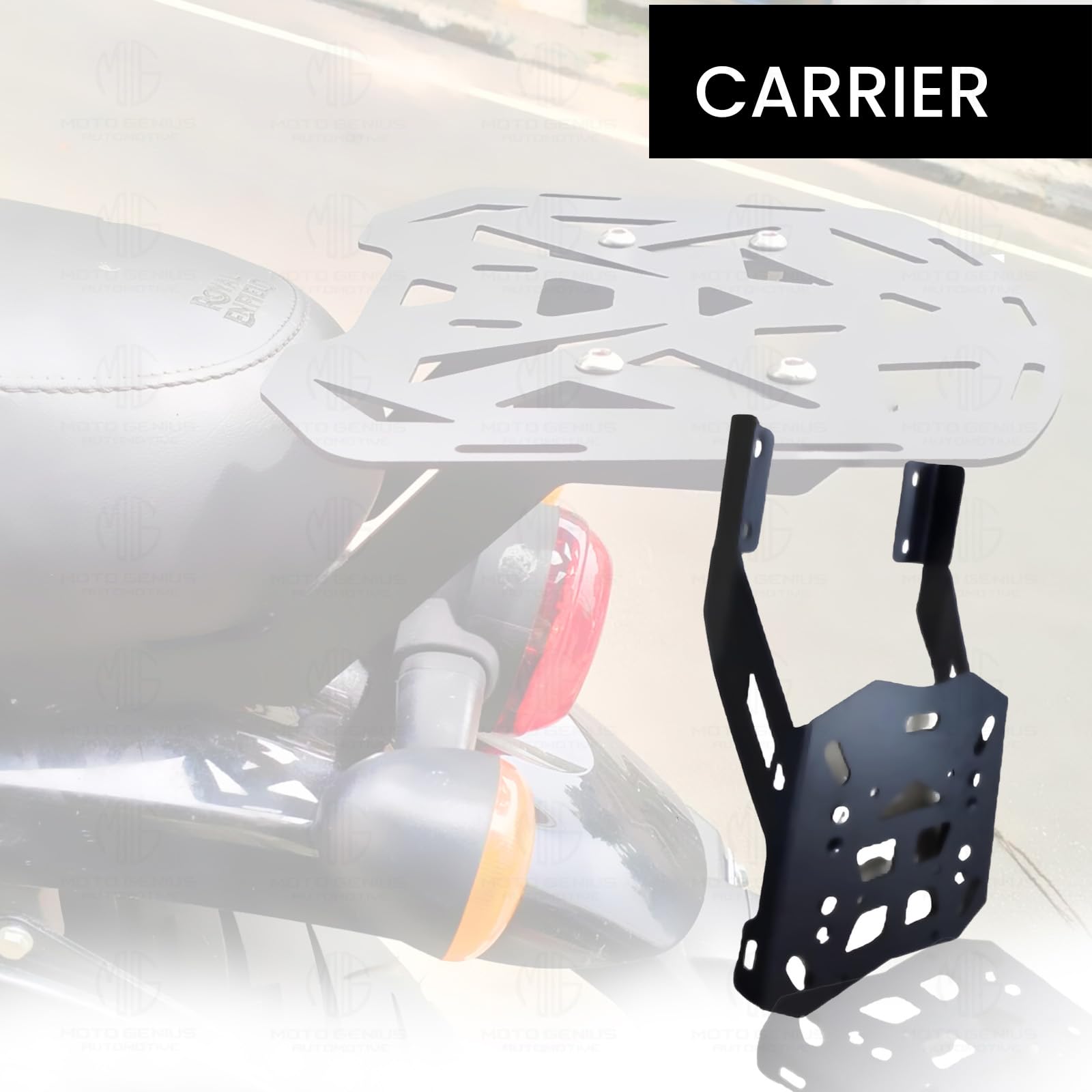 MOTO GENIUS Rear Luggage Rack for RE Interceptor | Durable Expedition Luggage Carrier | Heavy-Duty Rear Rack for Interceptor