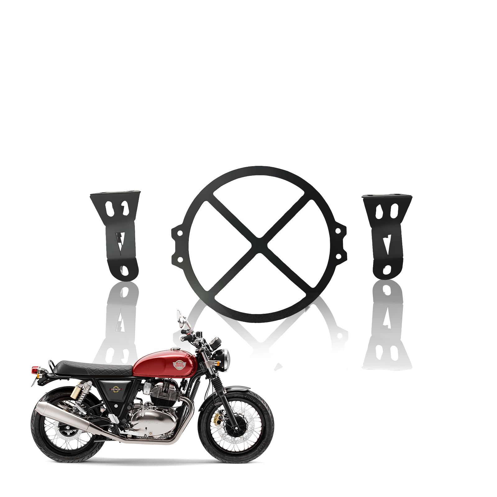 MOTO GENIUS Front Headlight Grill Guard for RE Interceptor |Durable Metal Protective Head Light Frame Protector (Honeycomb)
