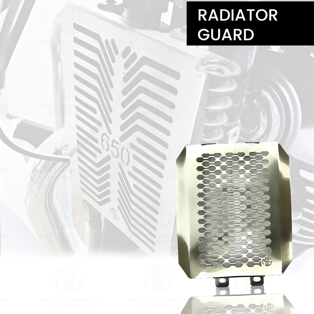 MOTO GENIUS Radiator Guard for RE Super Meteor 650 | Durable Stainless Steel Protector |Essential Accessory for Motorcycle Radiator Protection (Honeycomb Design)