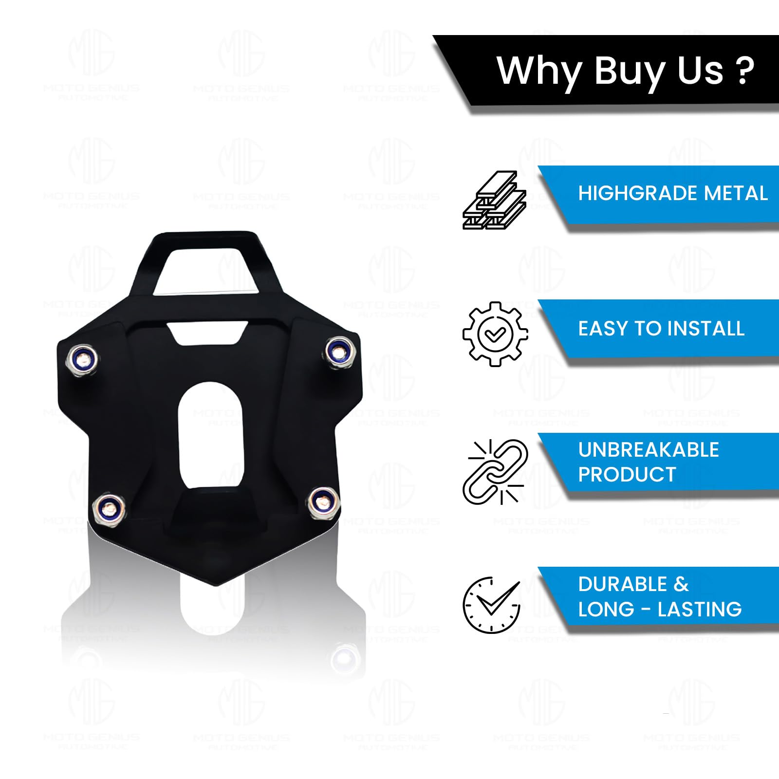 MOTO GENIUS Side Stand Extender for RE Himalayan BS3/BS4/BS6/Scram Motorbike | Heavy Duty Parking Support and Stability Enhancer ()