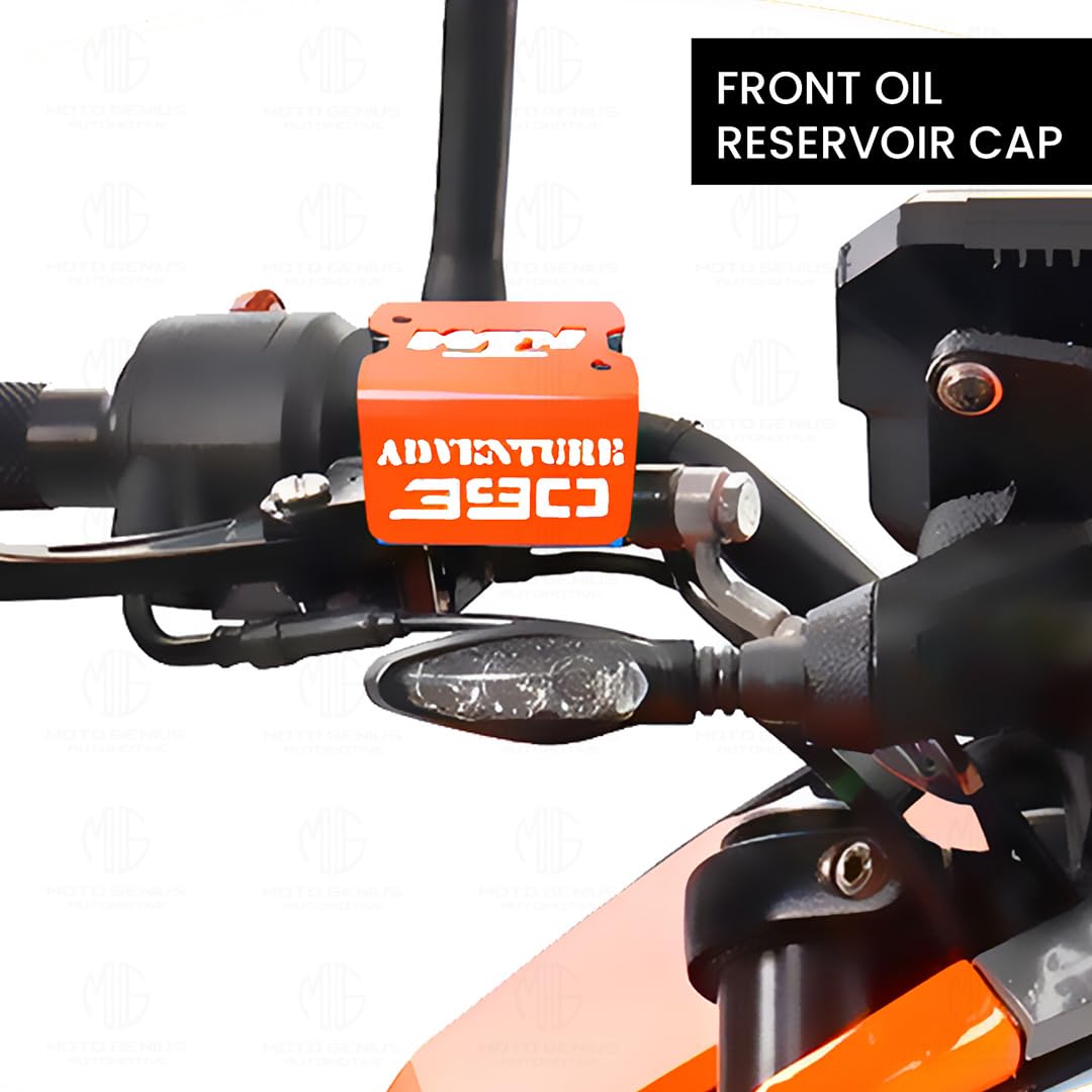 MOTO GENIUS Stainless Steel Front Disc Brake Fluid Reservoir Oil Cap for KTM Adventure Motorbike Replacement for Enhanced Durability and Performance