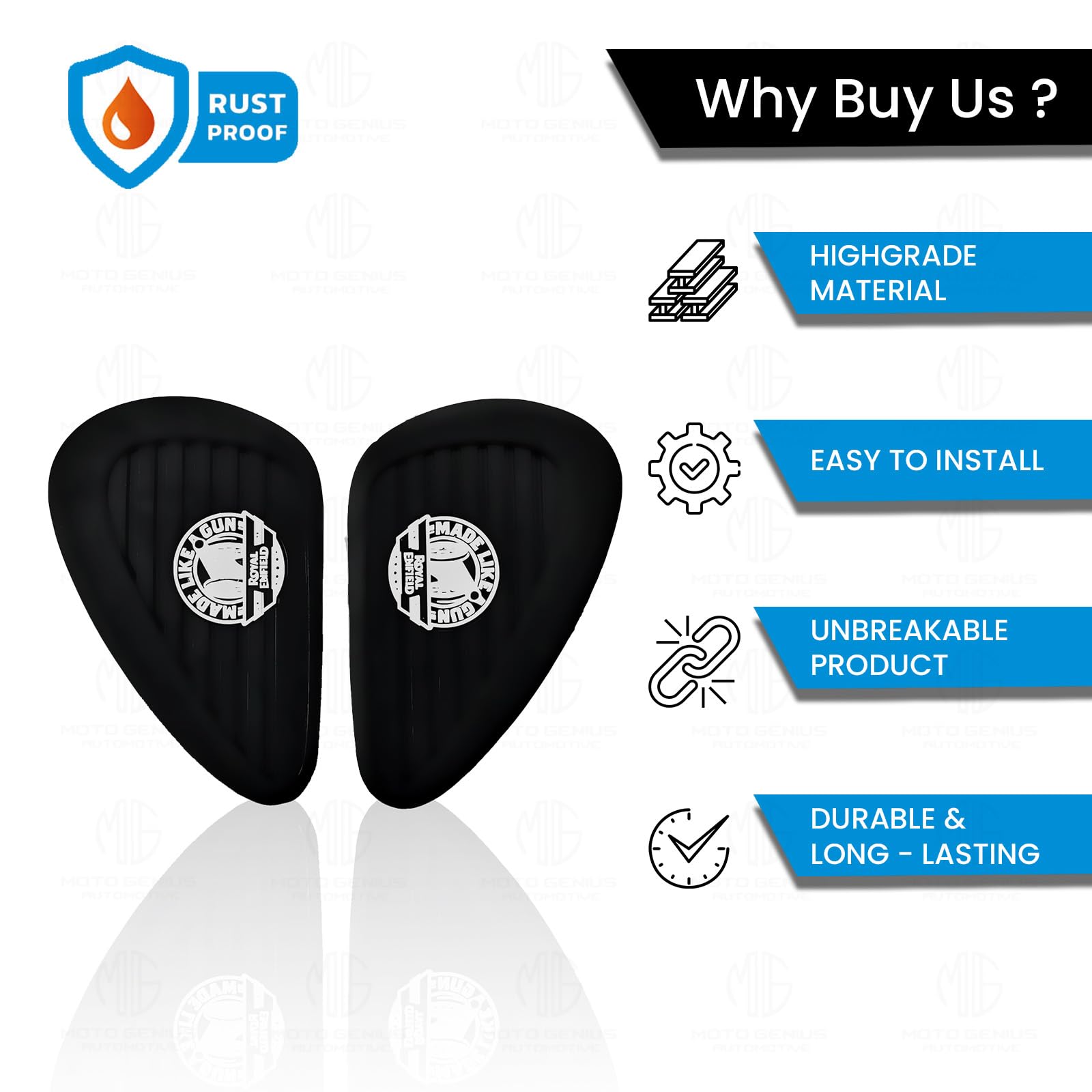 MOTO GENIUS Silicone Tank Pads for RE Interceptor | Premium Tank Protection Pads |Anti-Slip and Scratch-Resistant Design |Stylish and Durable (Pack of 2)