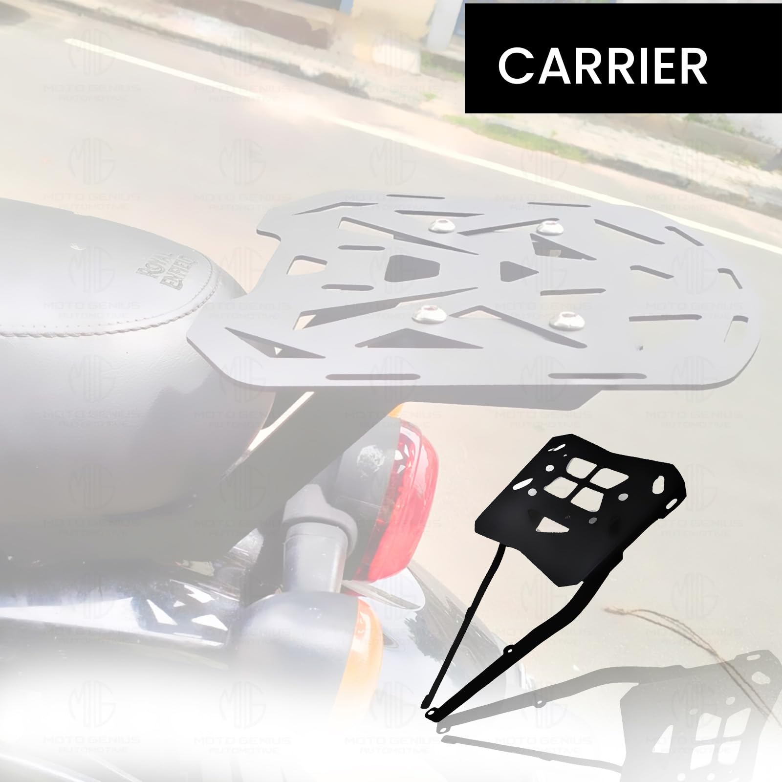 MOTO GENIUS Rear Luggage Rack for RE Meteor | Durable Expedition Luggage Carrier | Heavy-Duty Rear Rack for Meteor