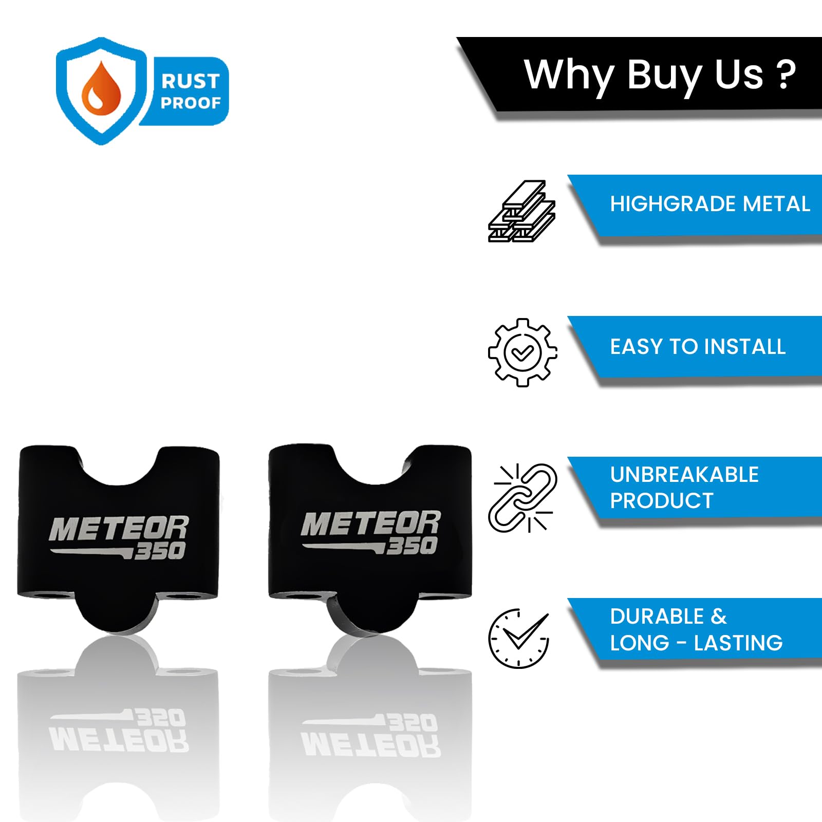 MOTO GENIUS Adjustable Handle Riser for Meteor 350 |Enhances Comfort and Control | Height Riser Clamp Compatible with RE Meteor (Angular)