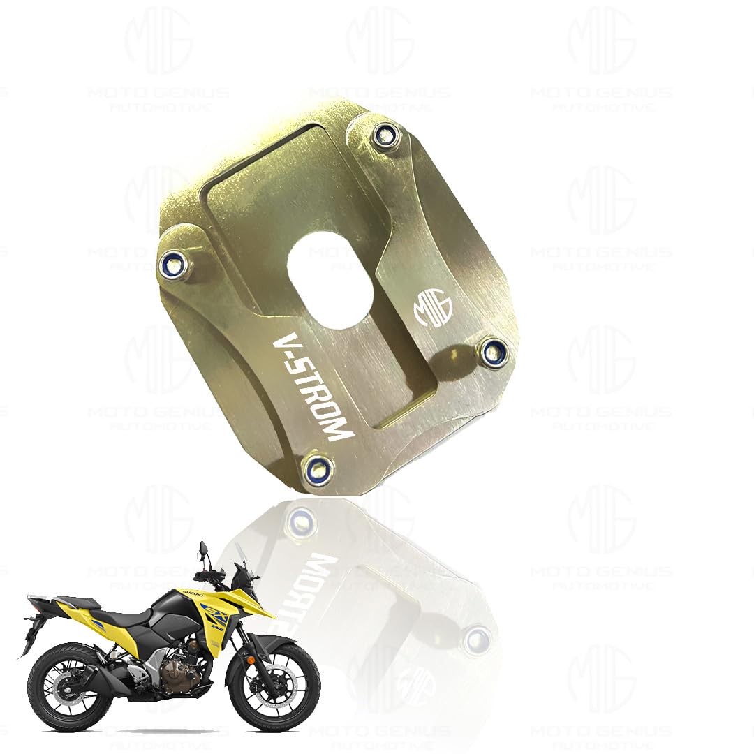MOTO GENIUS Stainless Steel Side Stand Extender for V-Strom Motorbike | Heavy Duty Parking Support and Stability Enhancer | Durable and Rust Resistant