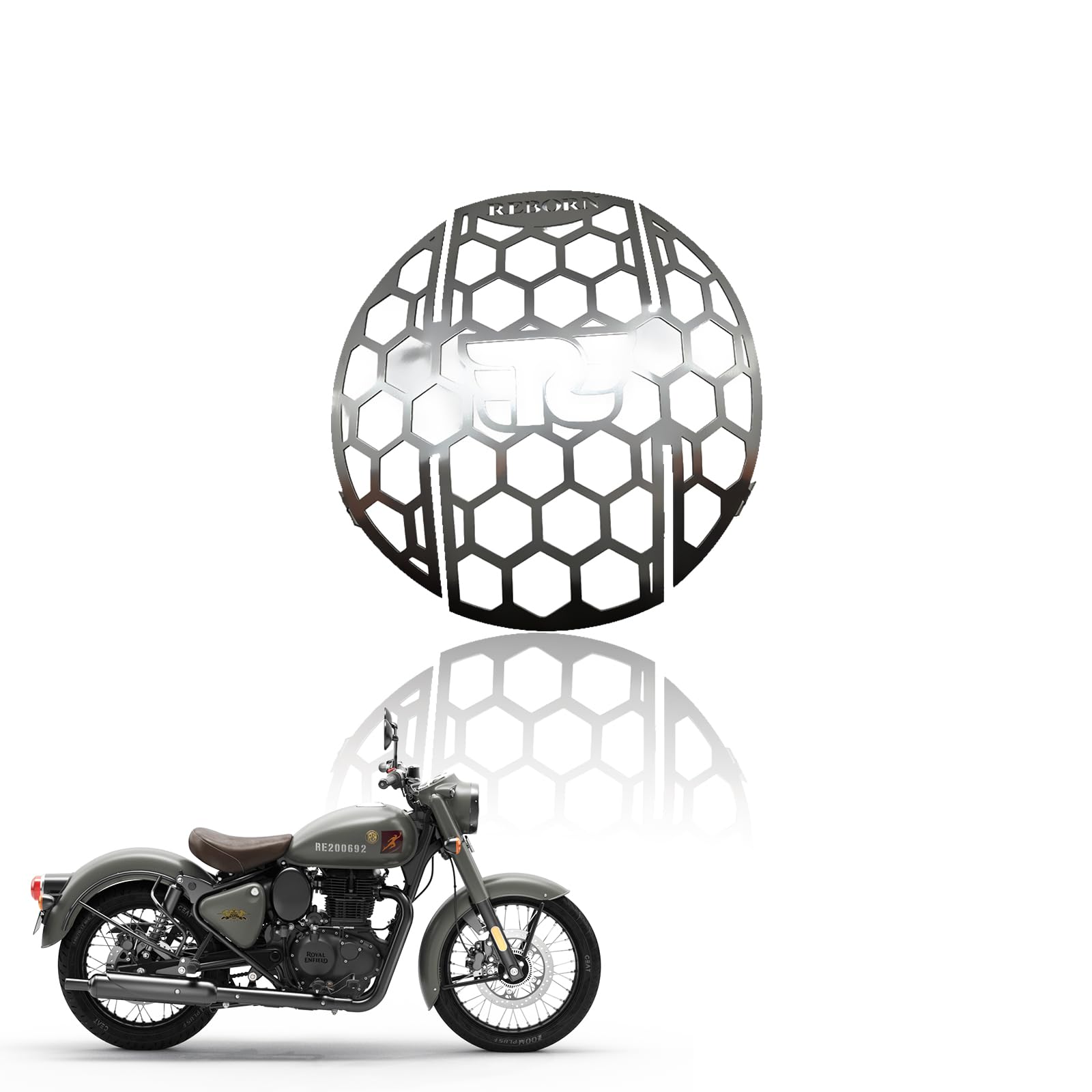 MOTO GENIUS Front Headlight Grill Guard for Reborn Classic 350 |Durable Stainless Steel Protective Head Light Frame Protector