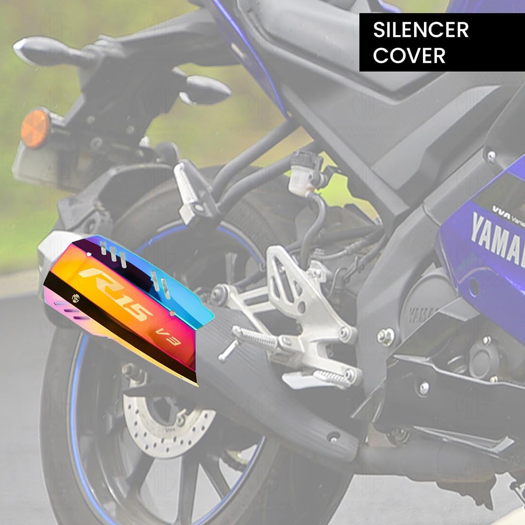 MOTO GENIUS Exhaust Cover Silencer Protector for R15 V4 | Premium Exhaust Heat Shield Protector for Enhanced Durability and Style | Easy Installation | R15-M ()