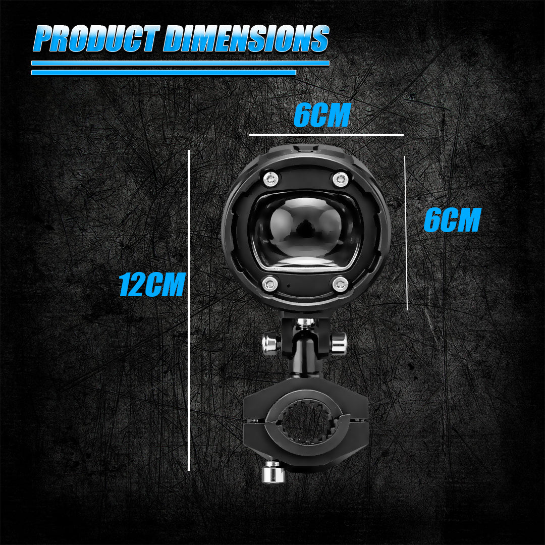 VK G10 80W LED Motorcycle Fog Light with Wiring Harness & Switch, Dual Beam High Low White Yellow Auxiliary Spotlight, 12V–36V Waterproof IP67 for Bike, Scooter, Electric Vehicle (Pack of 2)