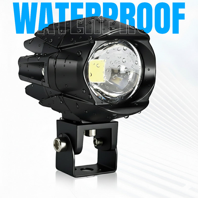 MOTO GENIUS 30W Dual Color DRL LED Laser Shooting Headlight (9–80V) | High Intensity Off-Road Spotlight | Waterproof Auxiliary Spot Lamp for Bike, Motorcycle, Car, Truck & Boat