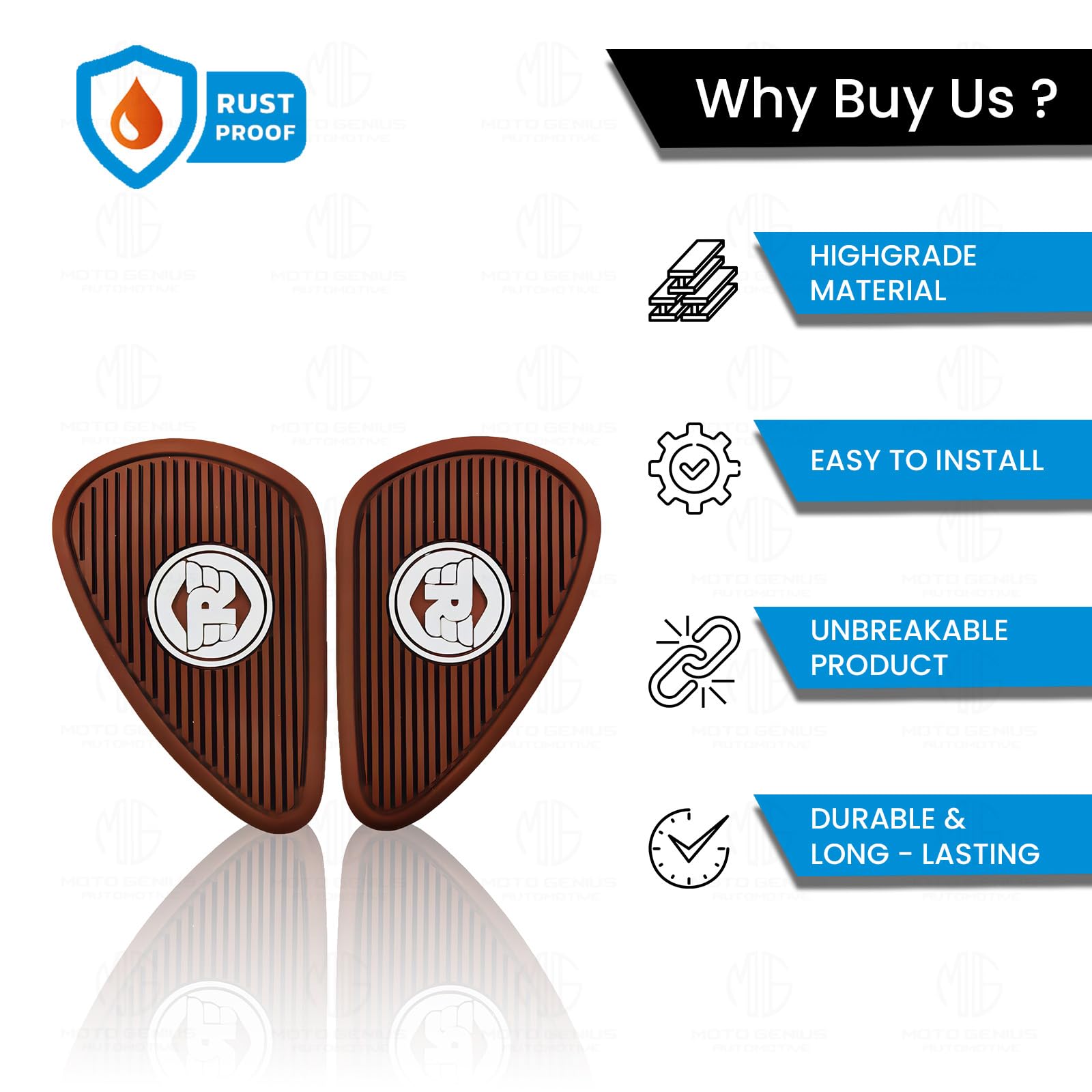 MOTO GENIUS Silicone Tank Pads for RE Interceptor | Premium Tank Protection Pads |Anti-Slip and Scratch-Resistant Design |Stylish and Durable (Pack of 2)