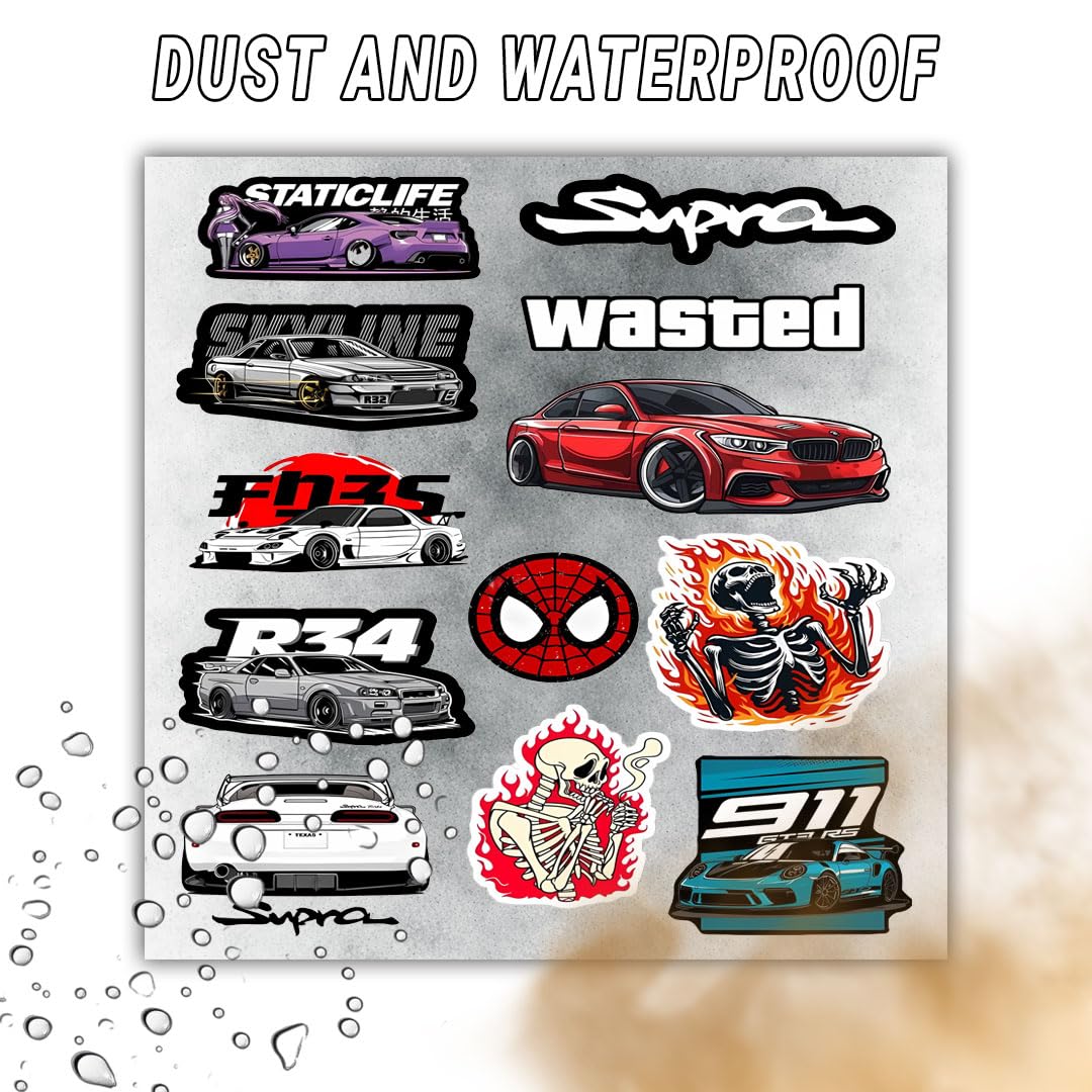 3D Vinyl Car Sticker for Exterior, Waterproof and Fade-Proof Self Adhesive Car Decal for Rear Glass, Bumper, Windshield & Car Styling Accessories (12 PC)