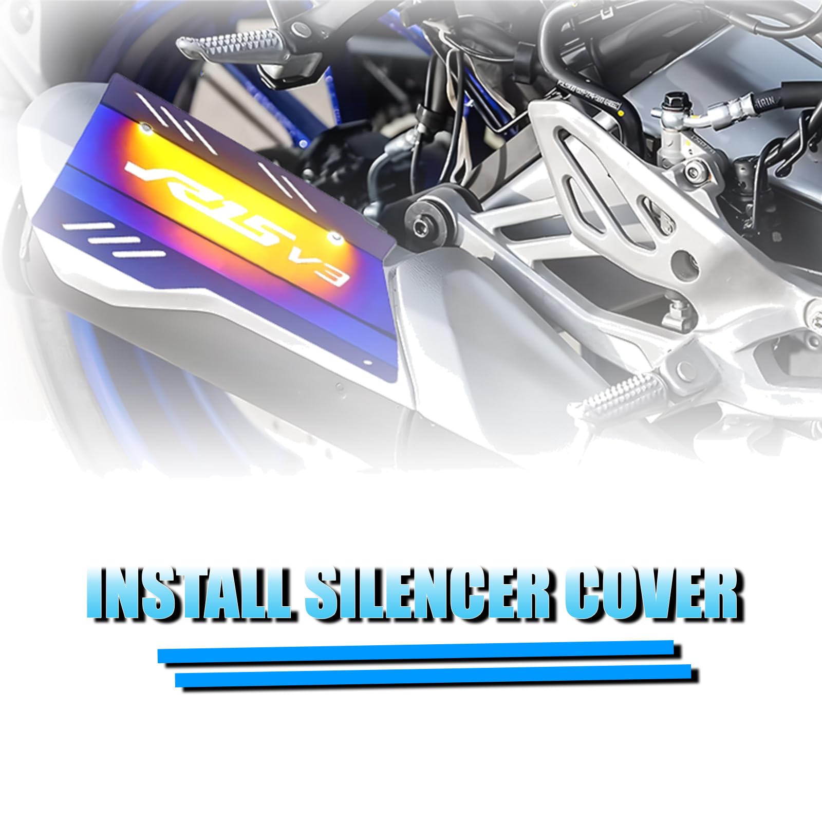 MOTO GENIUS Exhaust Cover Silencer Protector for R15 V3 | Premium Exhaust Heat Shield Protector for Enhanced Durability and Style | Easy Installation