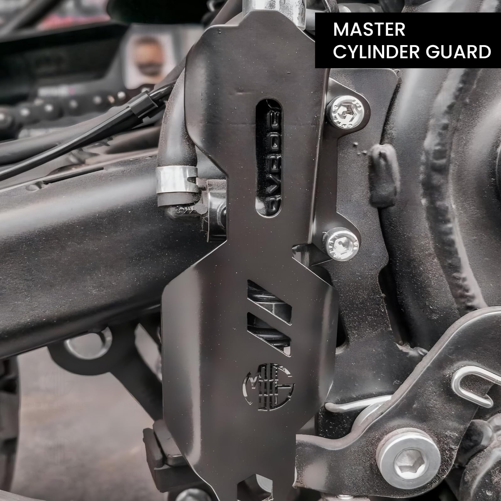 MOTO GENIUS Stainless Steel Master Cylinder Guard for RE Interceptor Motorbike | Heavy-Duty, Impact-Resistant Protection for Motorcycle Brake Systems |Durable Steel Construction (Black)