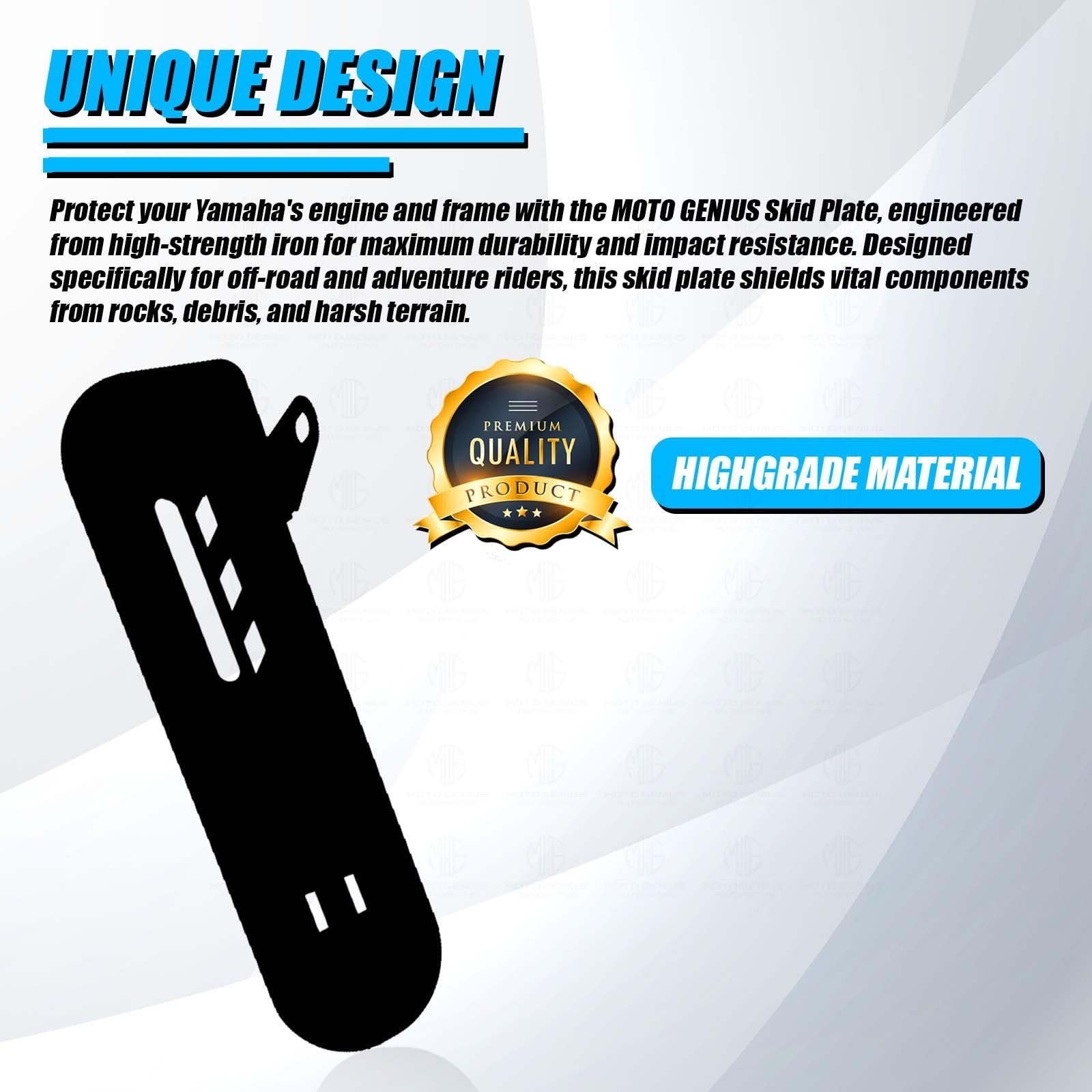 MOTO GENIUS Skid Plate with Clamp & Washer for R15 V4 | Underbelly Guard for Silencer & Chassis Protection