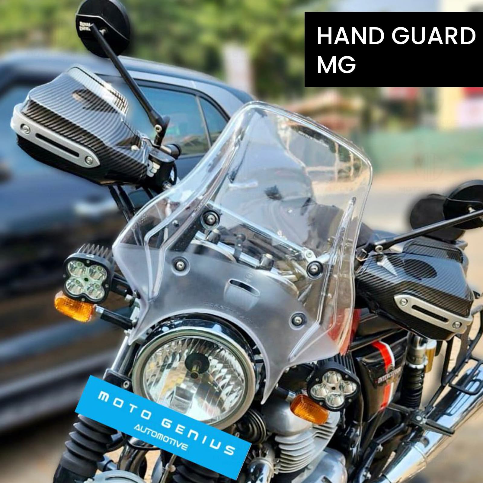 MOTO GENIUS Universal Bike Hand Guards Protectors | Wind Deflector Made for Hand Safety While Riding All Motorcycle