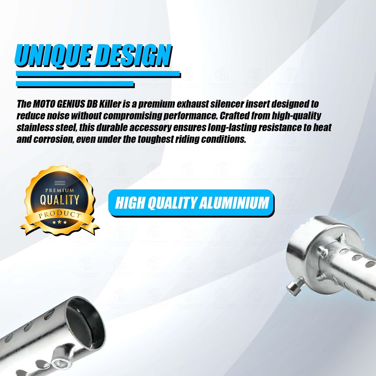 MOTO GENIUS Motorcycle Stainless Steel Universal Exhaust DB Killer | 51mm Silencer Muffler for Enhanced Performance (Cylinder Shape)