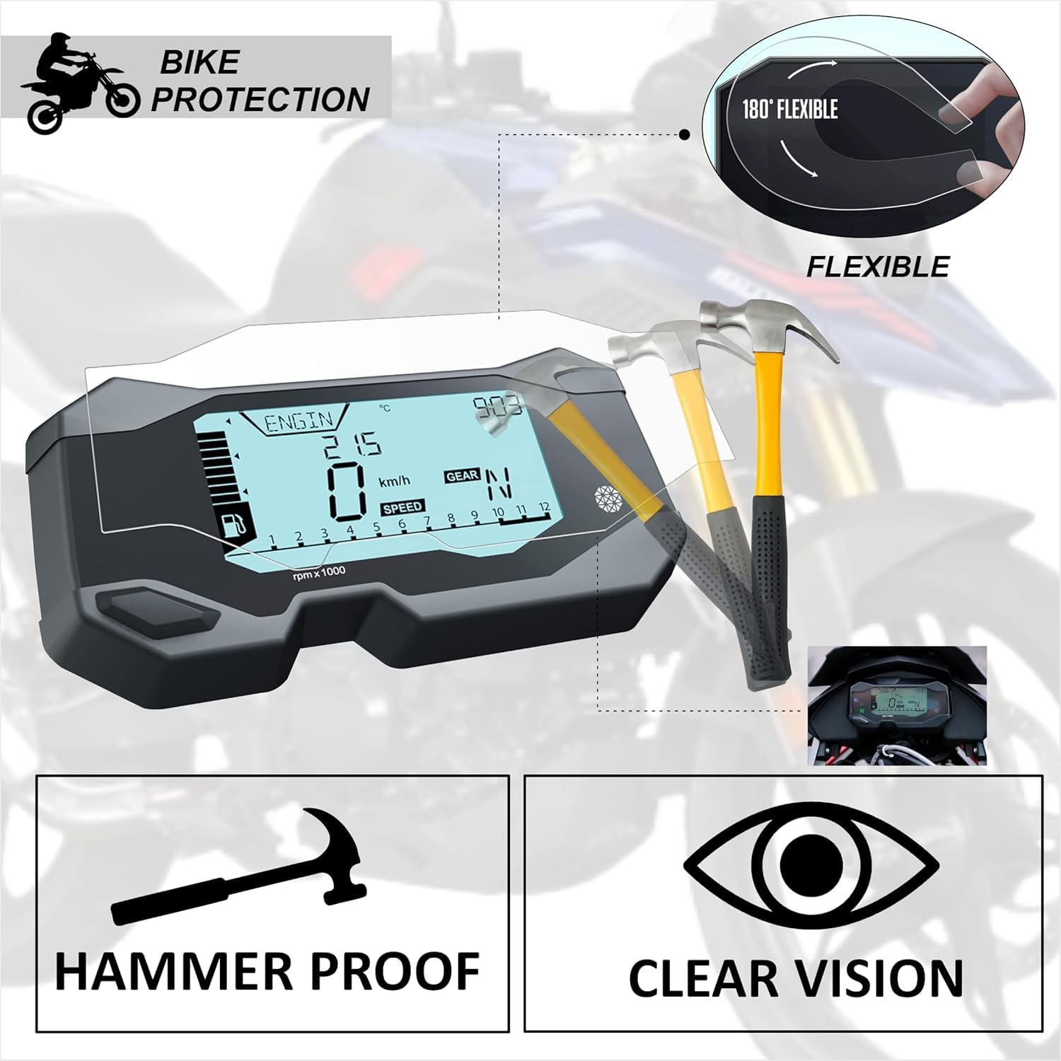 MOTO GENIUS Digital Meter Guard 9H Nano Glass Screen Protector for G310R & G310GS | Scratch & Water Resistant | Motorcycle Dashboard Accessory