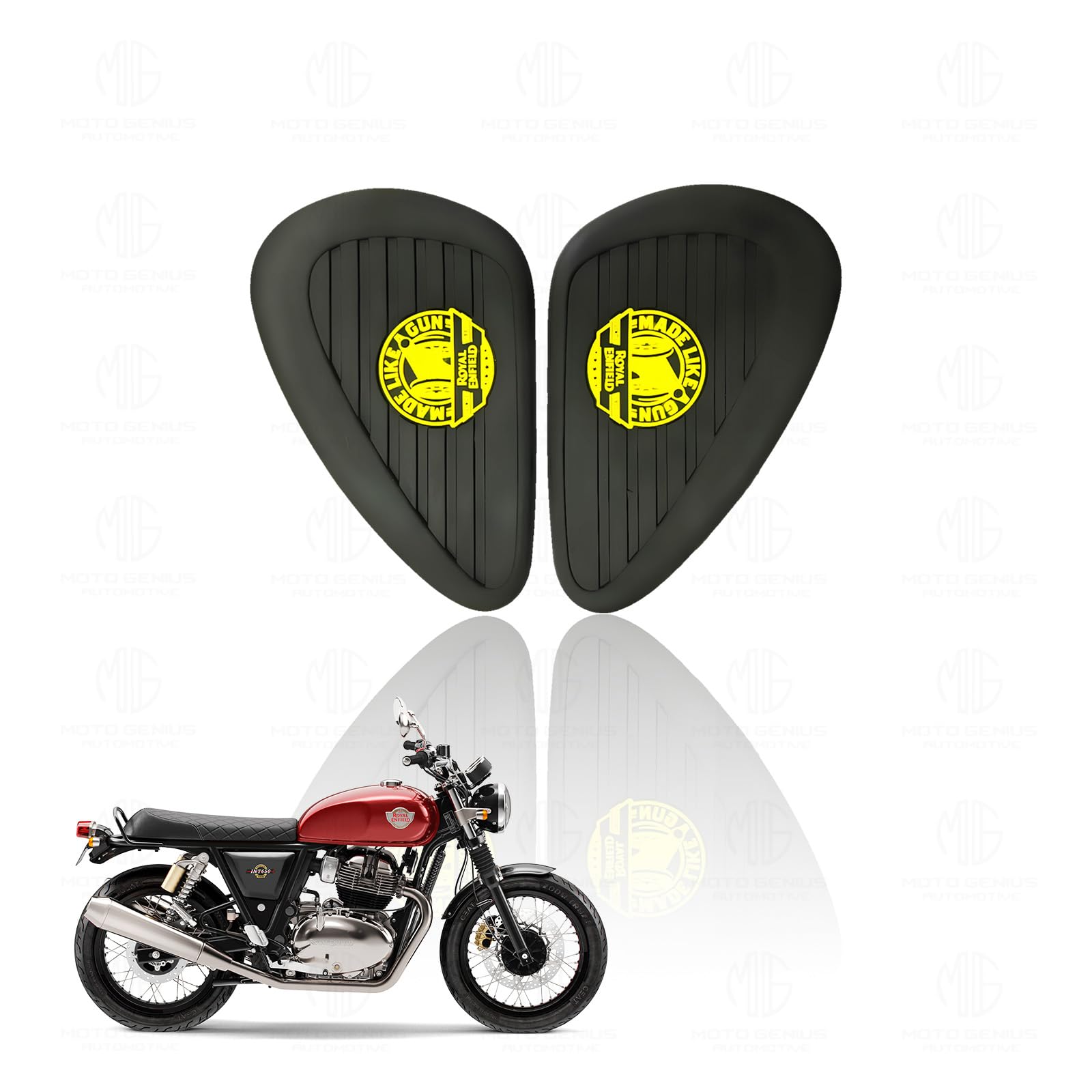 MOTO GENIUS Silicone Tank Pads for RE Interceptor | Premium Tank Protection Pads |Anti-Slip and Scratch-Resistant Design |Stylish and Durable (Pack of 2)