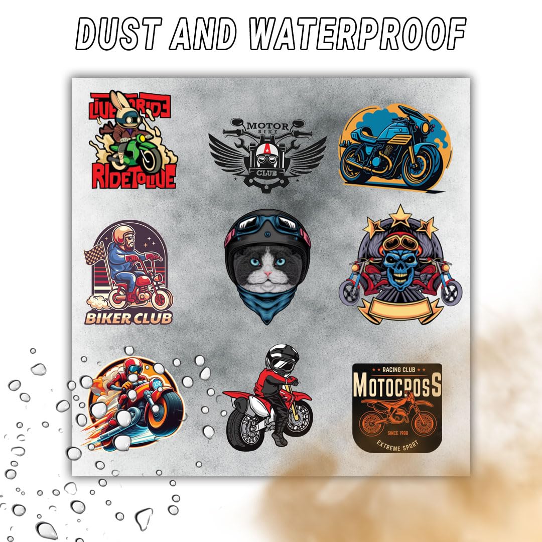 Bikers Club 3D Vinyl Stickers | Waterproof, Fade-Proof, Self-Adhesive Decals for Helmet, Bike, Car, Laptop & Mobile | Rider Club Logo Style Stickers (12 PC)