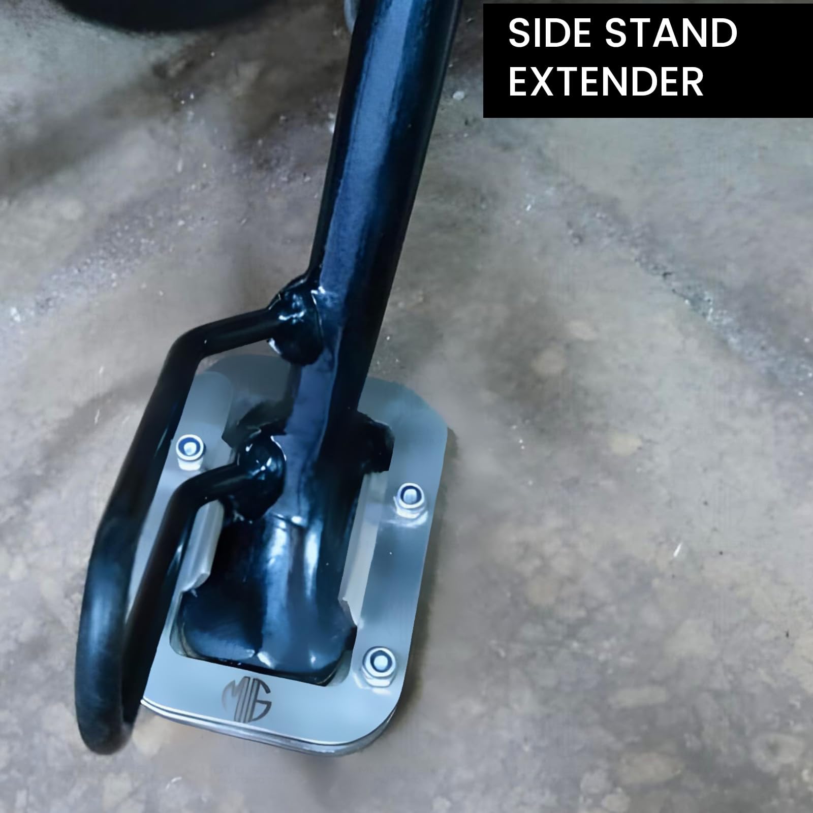 MOTO GENIUS Stainless Steel Side Stand Extender for RE Interceptor | Heavy Duty Parking Support and Stability Enhancer ()