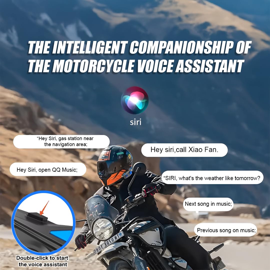 MOTO GENIUS JYD-C68 Bluetooth Helmet Headset for Motorcycle Riders | Wireless Hands-Free Music & Call System, Noise Reduction Mic, Waterproof IPX56, 25H Battery, RGB Light