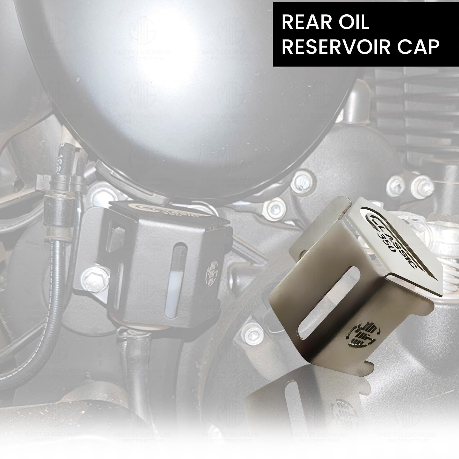 MOTO GENIUS Reborn Stainless Steel Rear Brake Oil Container Guard – Durable Protection & Stylish Design for Motorcycles ()