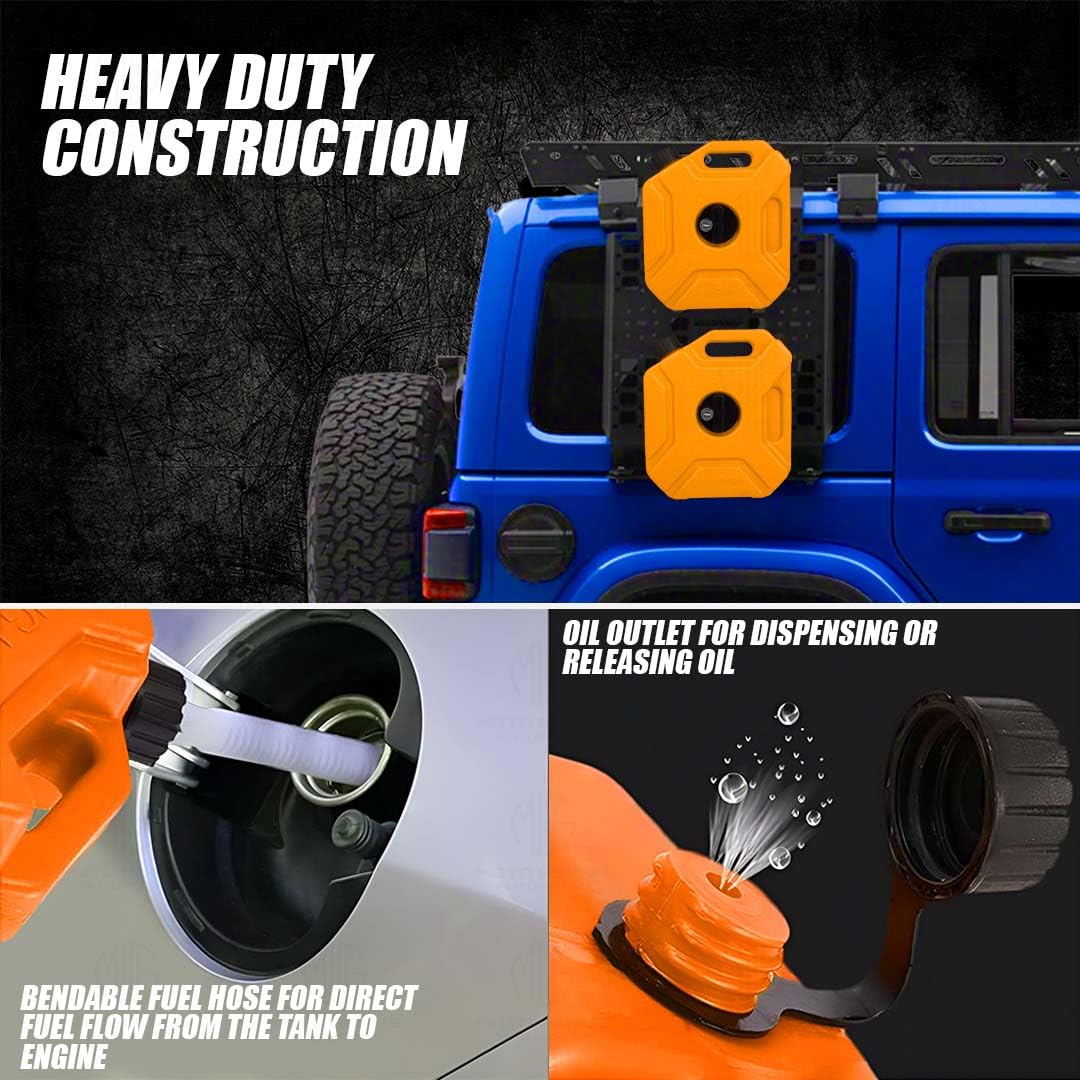 Universal 5 Liter Fuel Jerry Can With Clamp and Cap For Motorcycle | Fuel Container Heavy Duty construction for Petrol/diesel/kerosene Storage