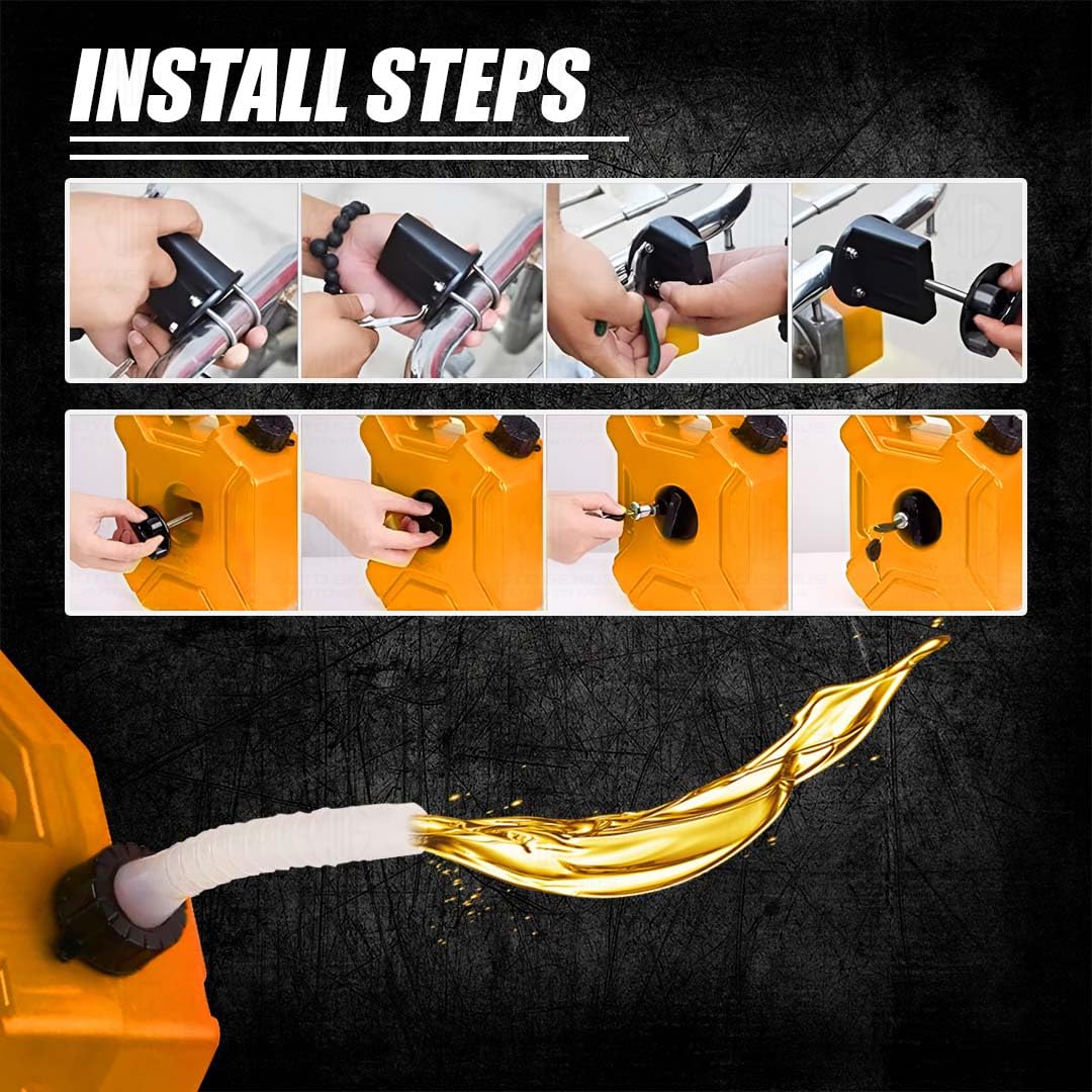 Universal 5 Liter Fuel Jerry Can With Clamp and Cap For Motorcycle | Fuel Container Heavy Duty construction for Petrol/diesel/kerosene Storage