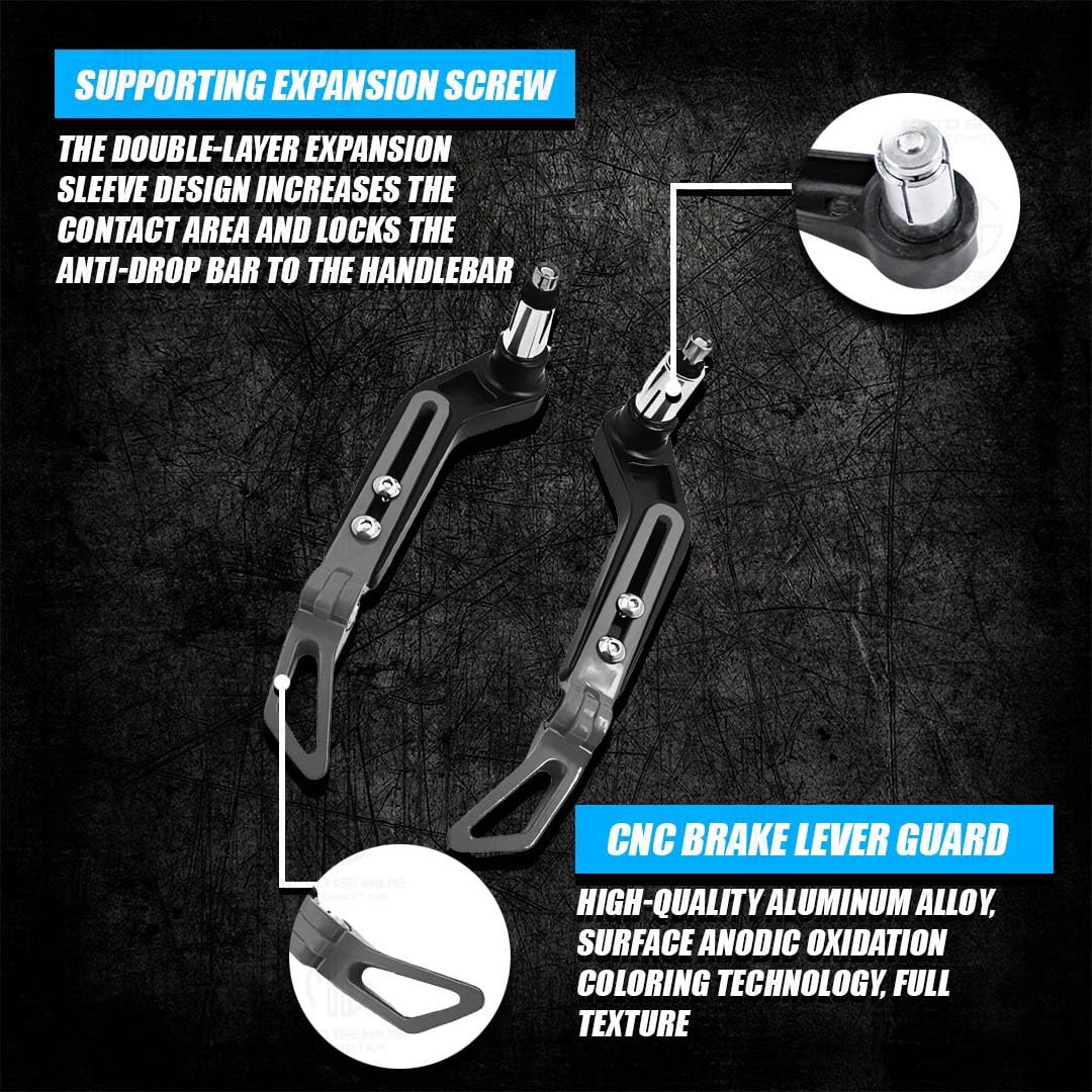 MOTO GENIUS Premium Adjustable CNC Brake Clutch Lever Protector Guard for Motorcycles & Bikes – Universal Fit ()