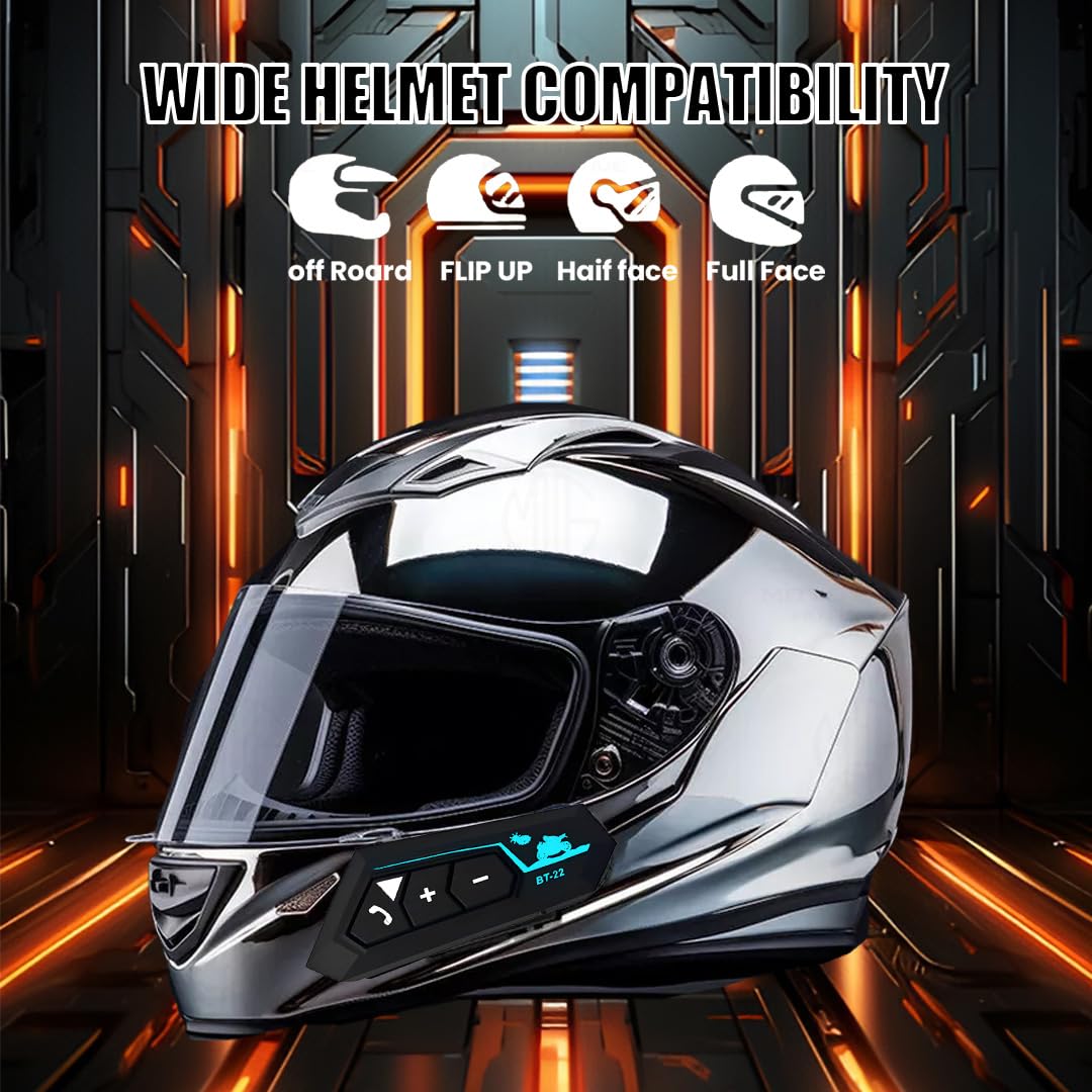 MOTO GENIUS Motorcycle Helmet Wireless Bluetooth Dual Earphone Headset with Mic | Hands-Free Calling, Music Control & Support for iOS & Android (BT12)