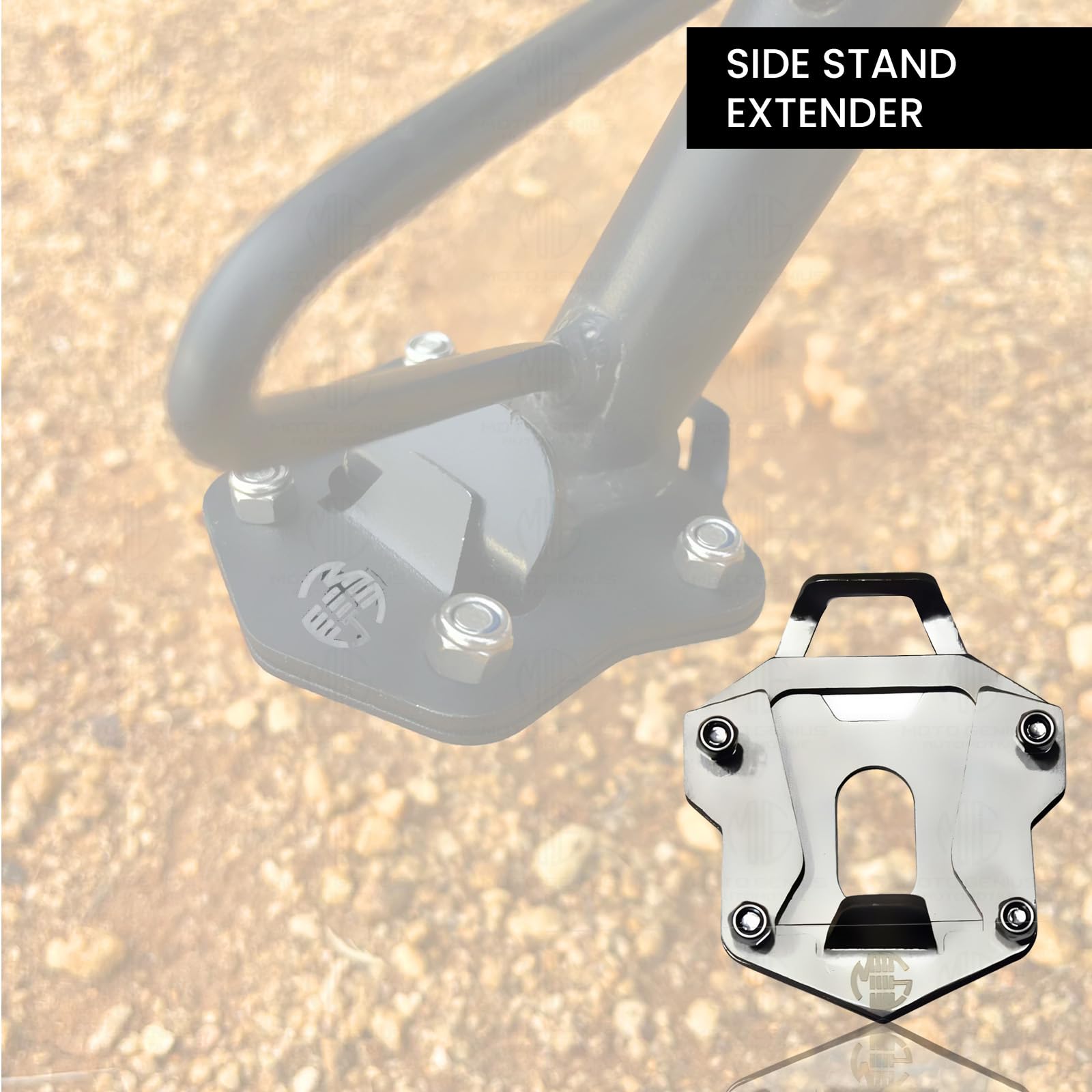 MOTO GENIUS Side Stand Extender for RE Himalayan BS3/BS4/BS6/Scram Motorbike | Heavy Duty Parking Support and Stability Enhancer ()