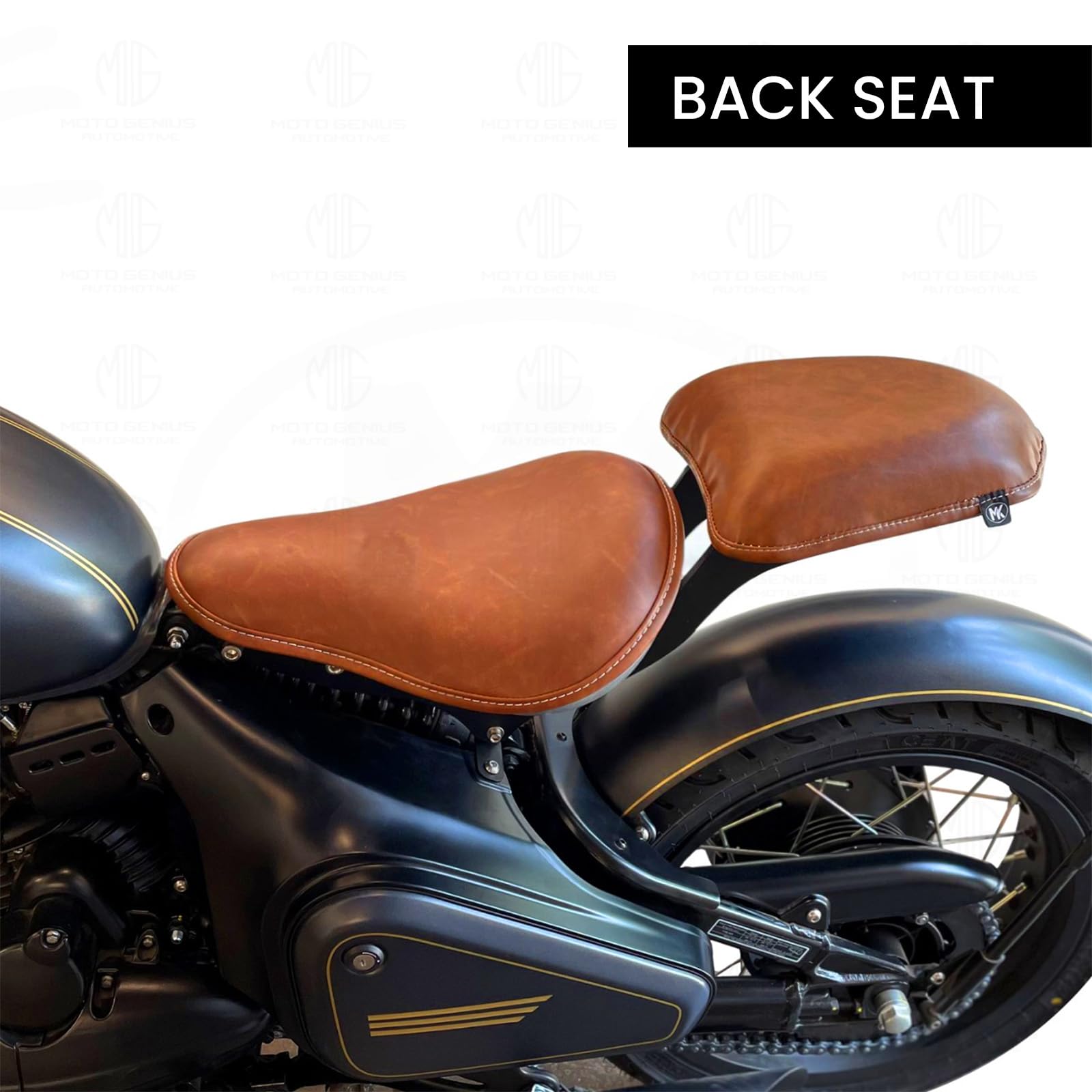 MOTO GENIUS Jawa Perak Custom Back Seat | Metal Frame, Vintage Style Motorcycle Upgrade