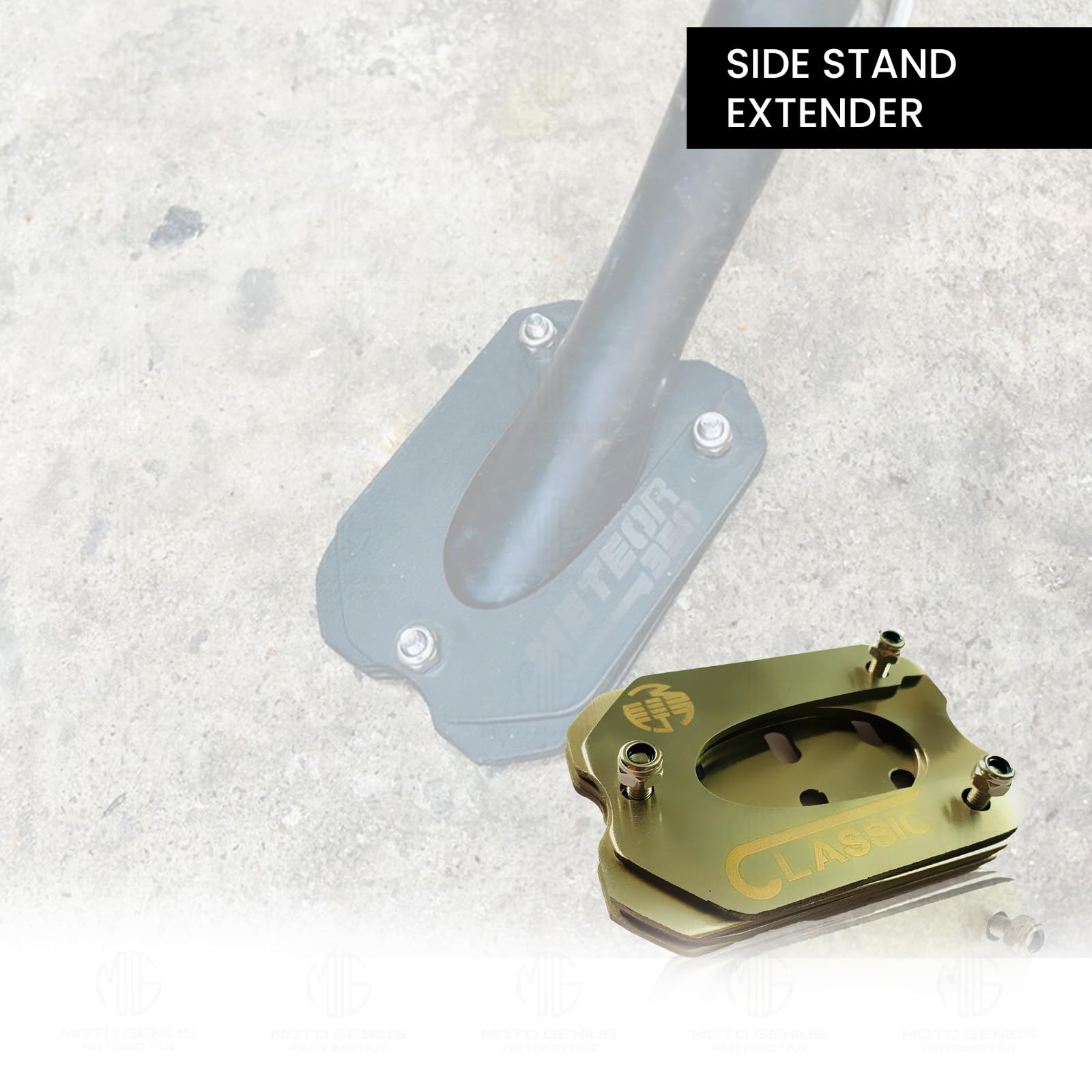 MOTO GENIUS Stainless Steel Side Stand Extender for Classic Reborn 350 | Heavy Duty Parking Support and Stability Enhancer ()