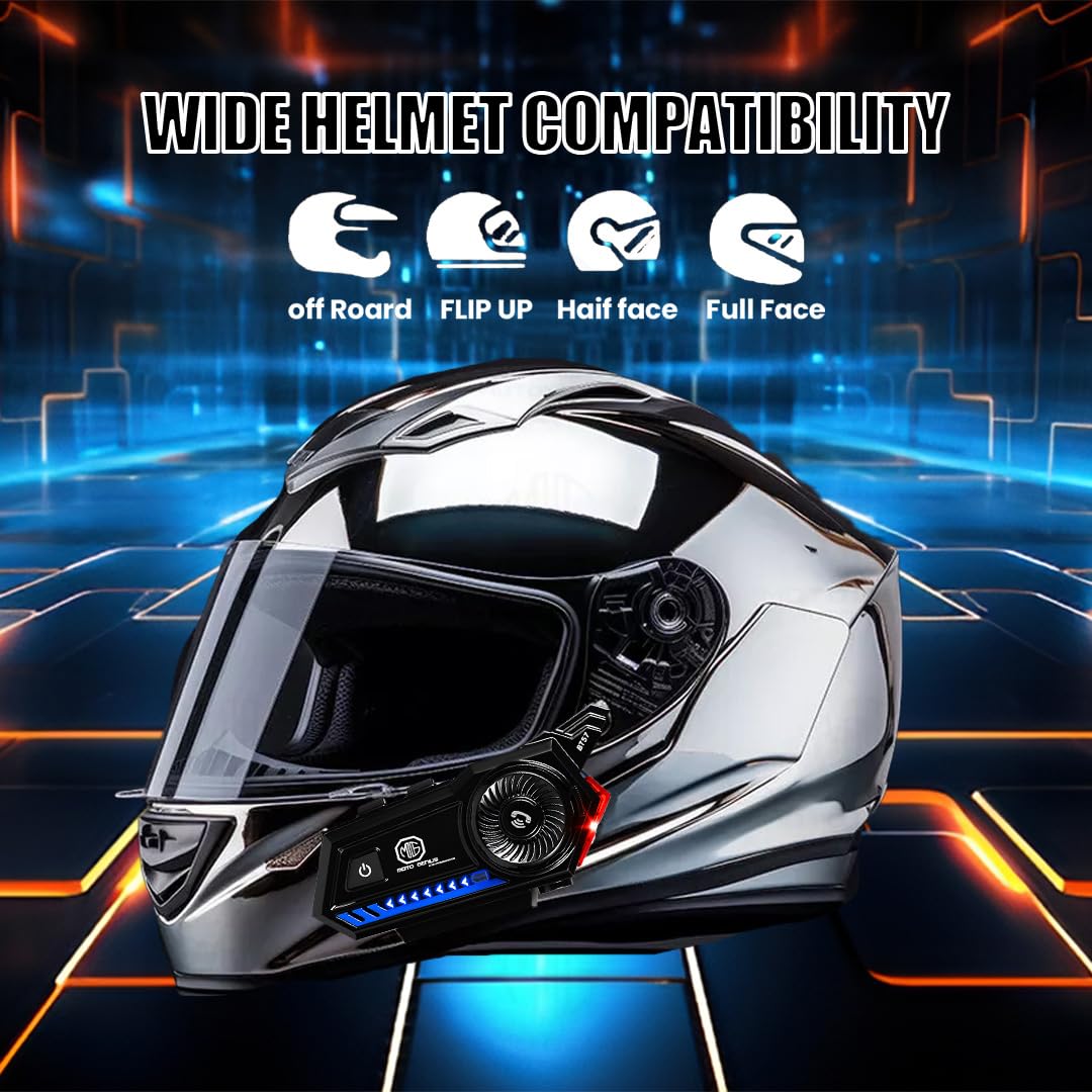 MOTO GENIUS BT-57 Motorcycle Helmet Bluetooth 5.3 Headset, Hands-Free Calling, Stereo Sound, Noise Reduction, Waterproof, Siri Command Support, Auto Answer Function, Includes Charging Cable