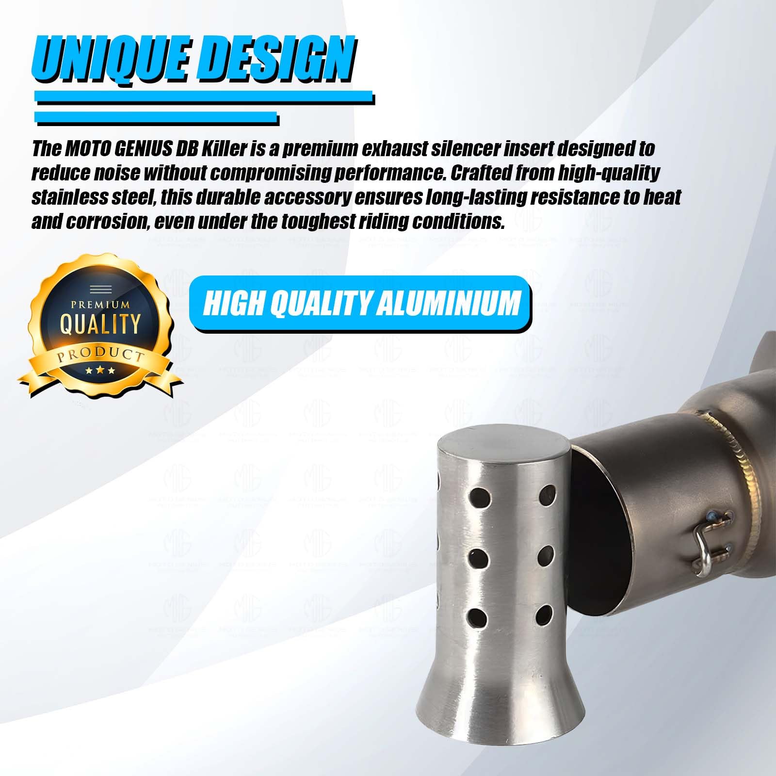 MOTO GENIUS Motorcycle Stainless Steel Universal Exhaust DB Killer | 51mm Silencer Muffler for Enhanced Performance (Cylinder Shape)