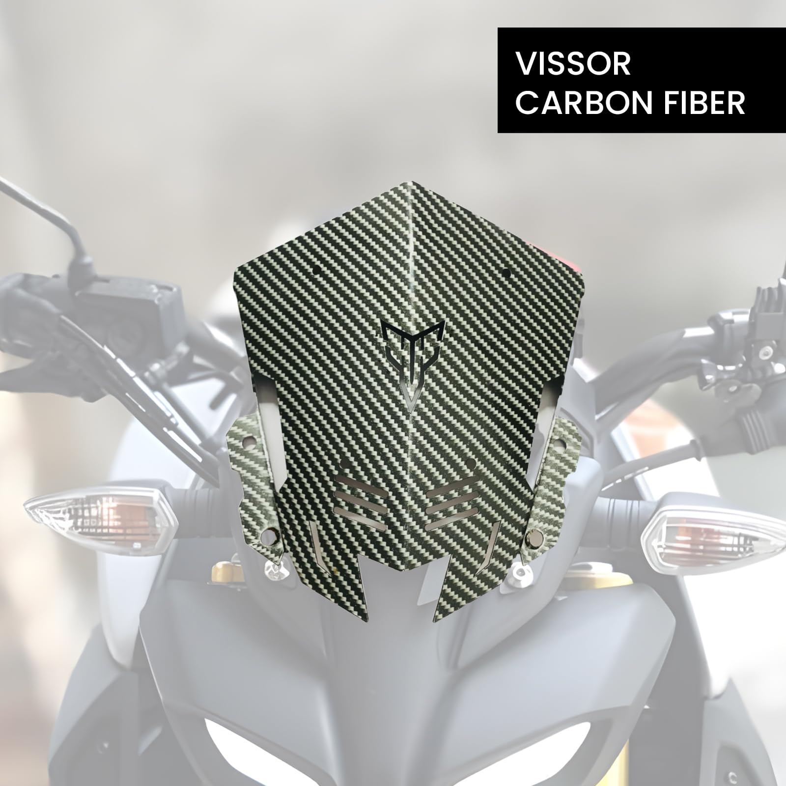 MOTO GENIUS Carbon Metal Visor Windscreen Windshield Deflector for MT 15 | Heavy Quality Flyscreen with Mount for Motorbike | Wind Sheld Protector