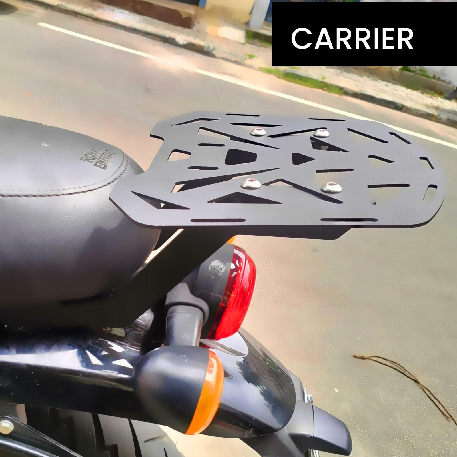 MOTO GENIUS Rear Luggage Rack for RE Hunter 350 | Durable Expedition Luggage Carrier | Heavy-Duty Rear Rack for Hunter 350