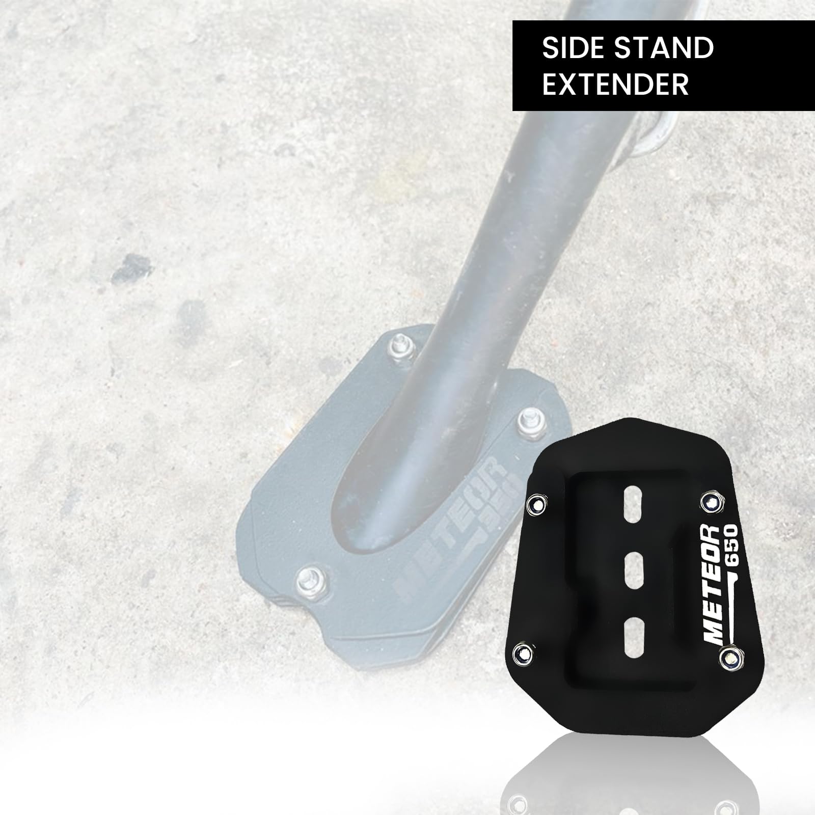 MOTO GENIUS Metal Side Stand Extender for RE Super Meteor 650 | Heavy Duty Parking Support and Stability Enhancer, Durable Corrosion-Resistant Metal, Easy Installation