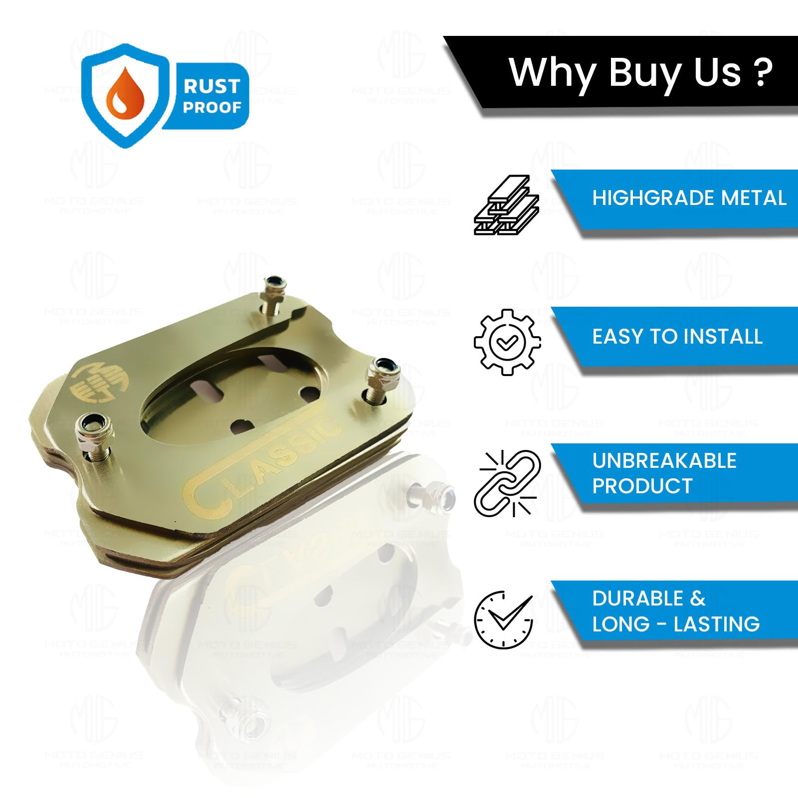 MOTO GENIUS Stainless Steel Side Stand Extender for Classic Reborn 350 | Heavy Duty Parking Support and Stability Enhancer ()