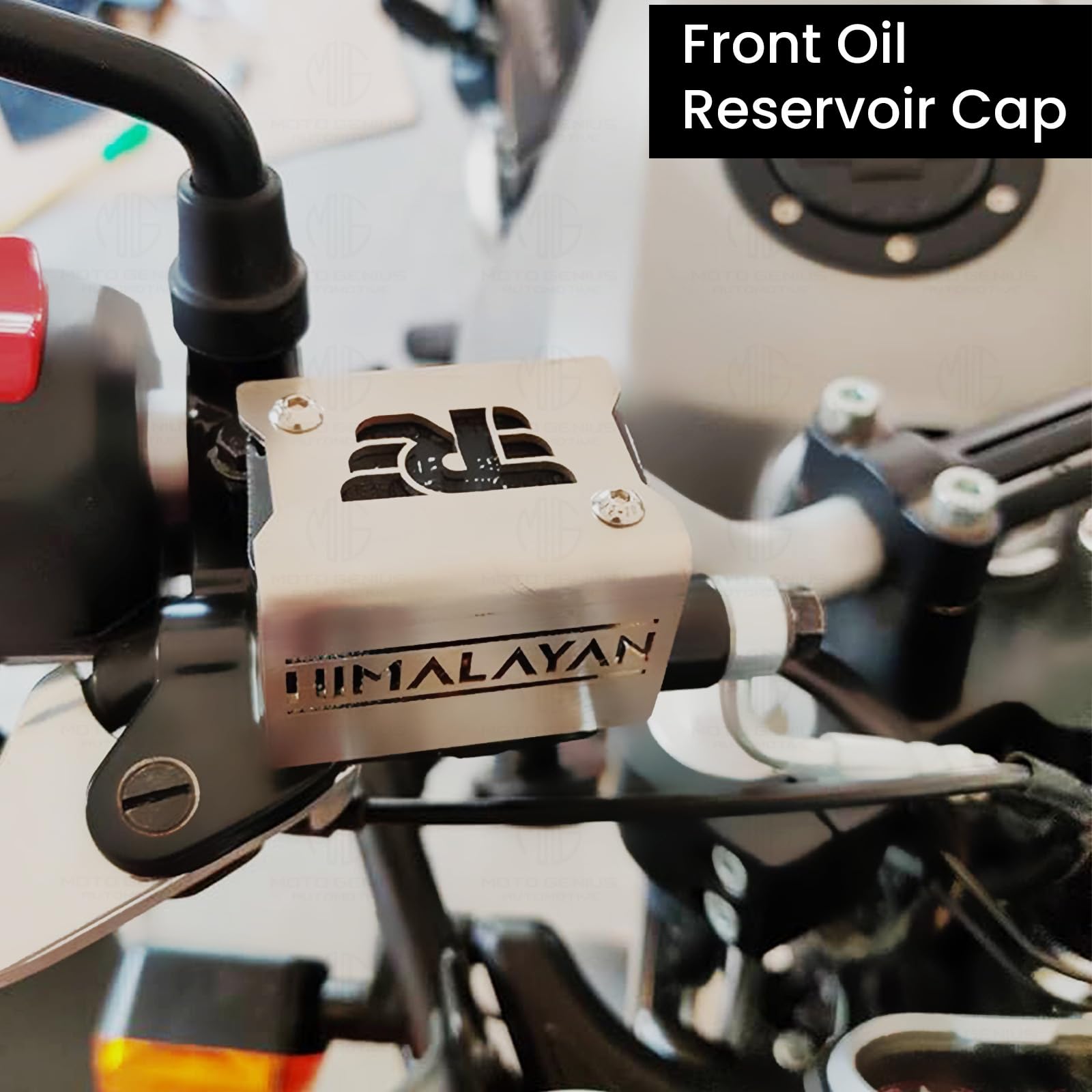 MOTO GENIUS Stainless Steel Front Disc Brake Fluid Reservoir Oil Cap for RE Himalayan BS3/BS4/BS6/Scram Motorbike | Replacement for Enhanced Durability and Performance (Pack of 1) ()