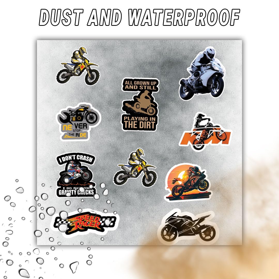 Racing Bike 3D Vinyl Stickers | Waterproof, Fade-Proof, Self-Adhesive Decals for Helmet, Bike, Car, Laptop & Mobile | Sports Bike Graphic Stickers (10 PC)