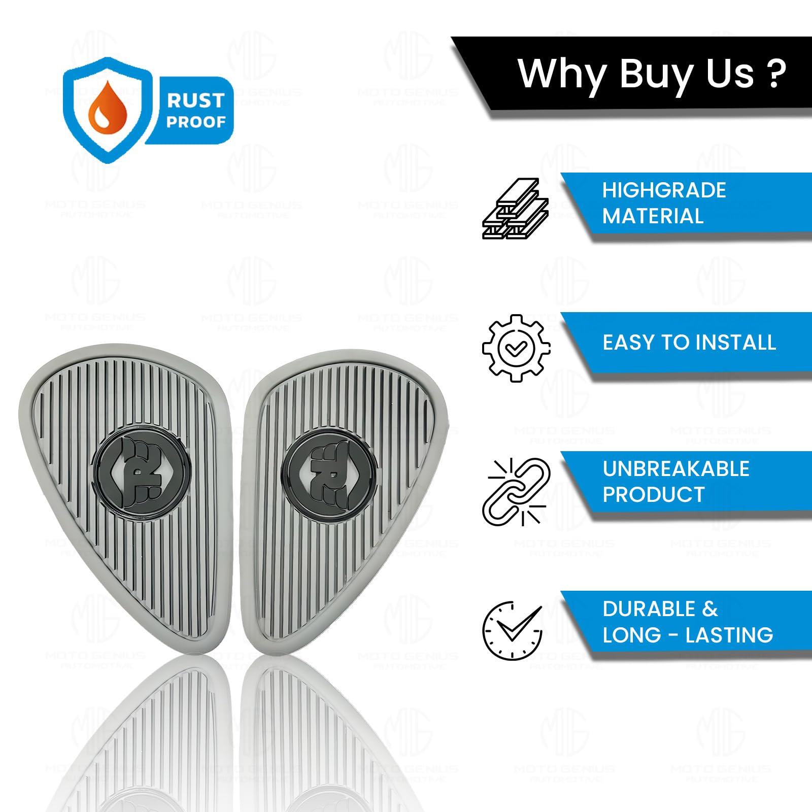 MOTO GENIUS Silicone Tank Pads for RE Interceptor | Premium Tank Protection Pads |Anti-Slip and Scratch-Resistant Design |Stylish and Durable (Pack of 2)